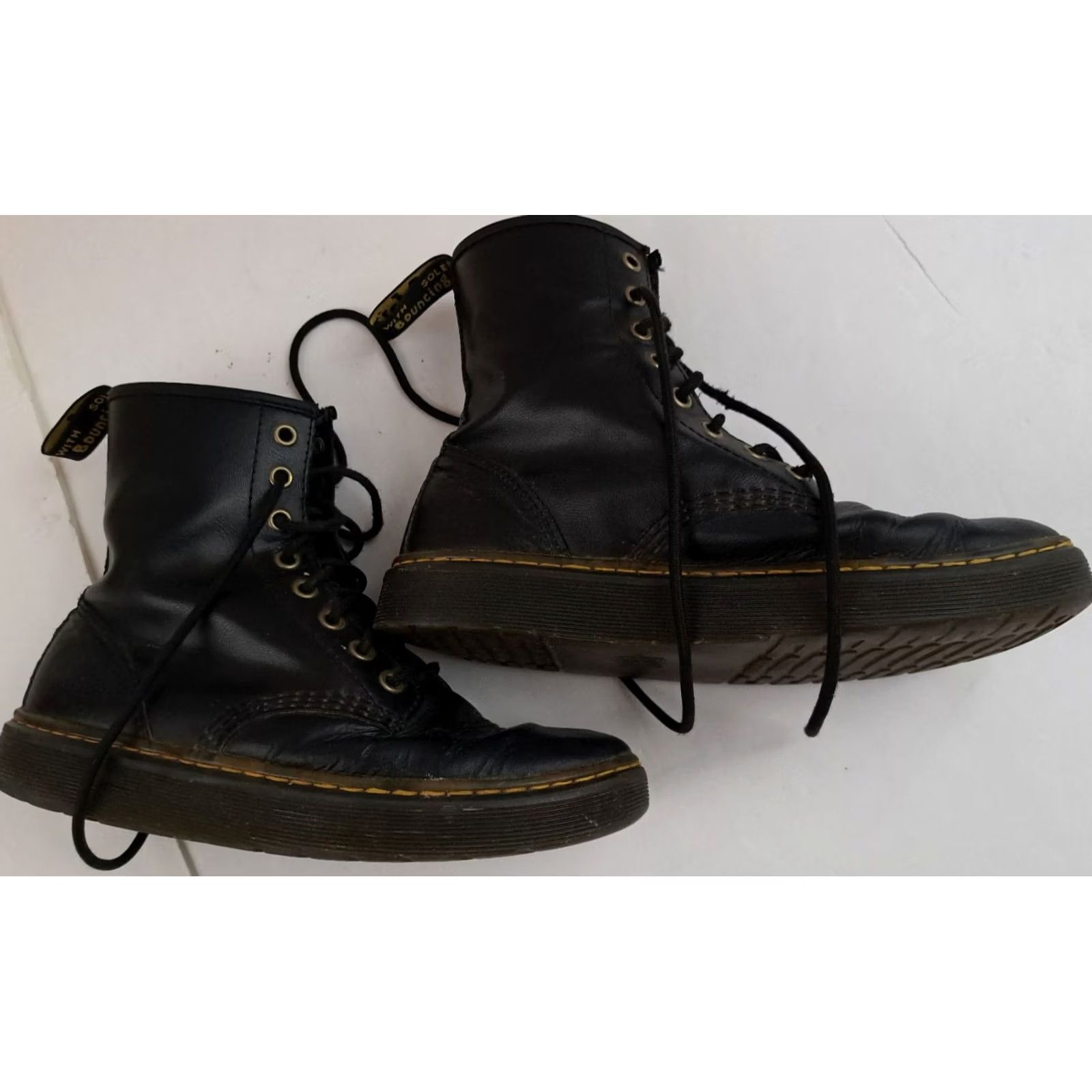 Dr. Martens VINTAGE Doc Martens Zavala Combat Boots Mens US 7 USW 8.5-9 EUC Leather Black 1460 Boots Combat Pattern Solid 14-12-3 Size US 7 / EU 40 - 4 Thumbnail
