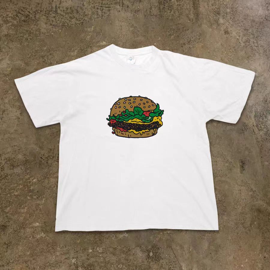 Japanese Brand × Vintage Hamburger pattern casual loose retro t-shirt Size US M / EU 48-50 / 2 - 1 Thumbnail