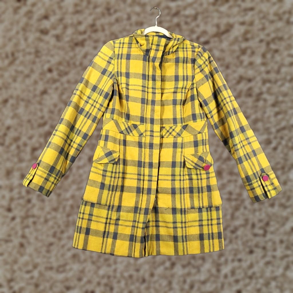 Vintage Womens Wool Jacket Plaid Yellow Full Zip Lined Pockets Mid-Length Regular Fit Size M Womens Jacket Size M / US 6-8 / IT 42-44 - 1 Thumbnail