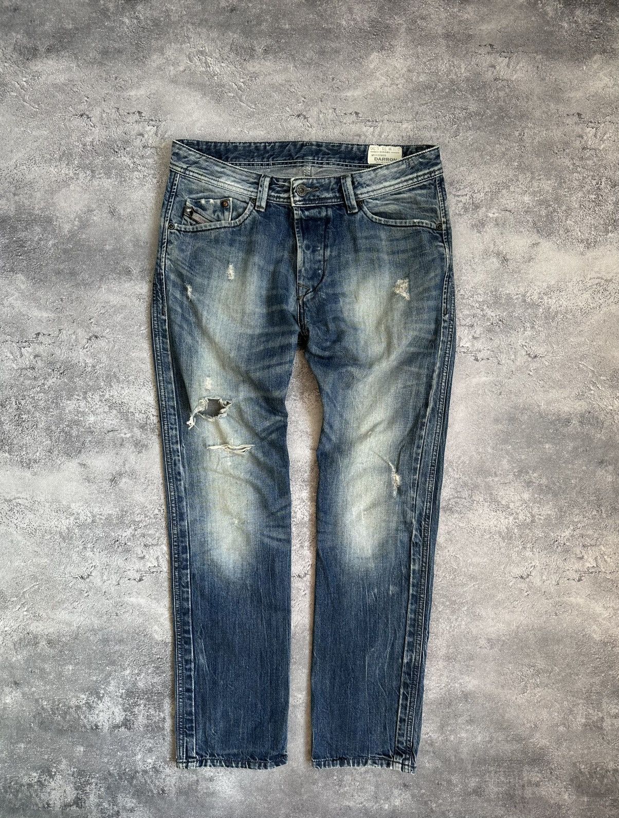 Diesel Vintage Diesel Distressed Ripped Denim Jeans Japanese Stripe Size US 31 - 1 Thumbnail