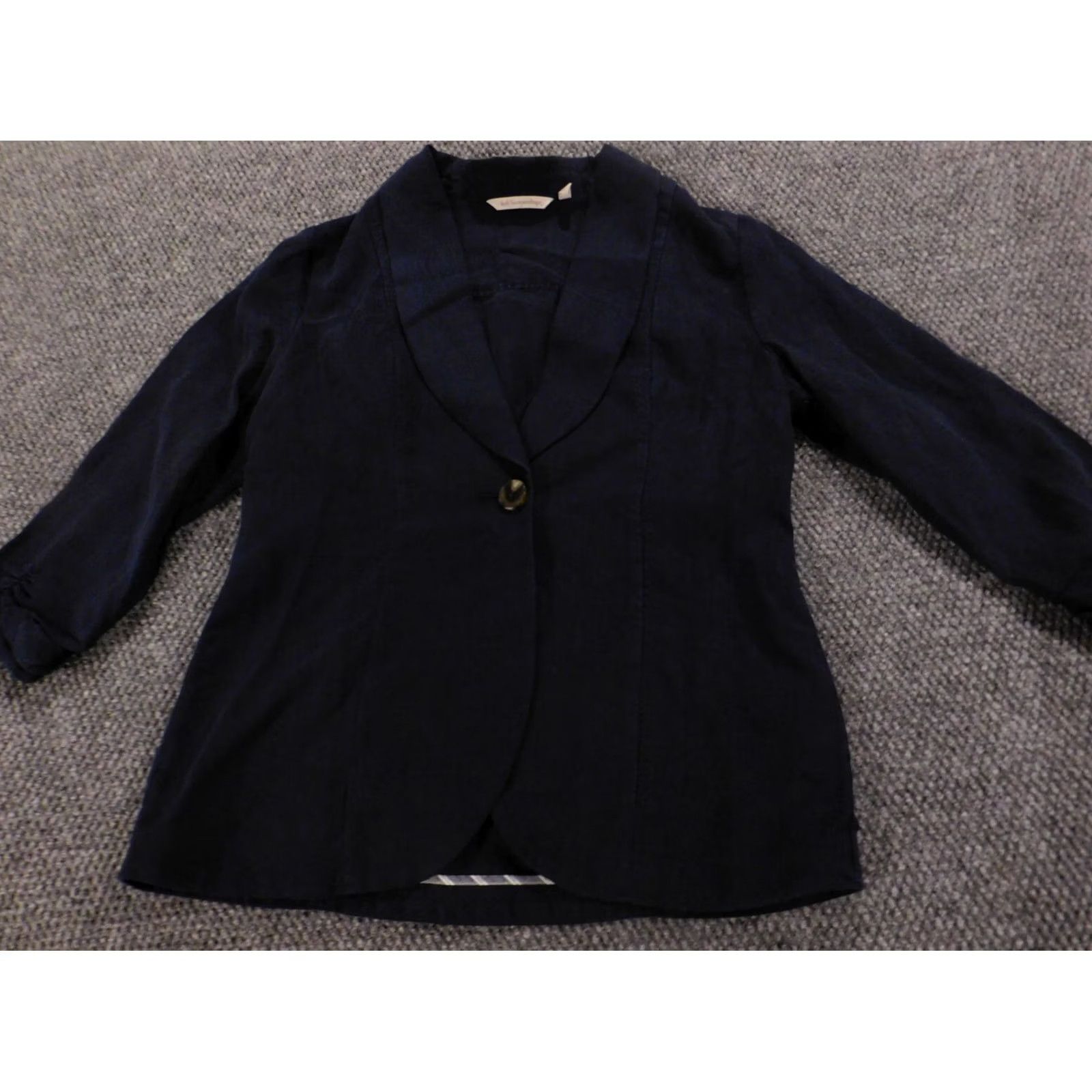 Soft Surroundings Soft Surroundings Jacket Womens Blue Small Button Linen Blazer Knit Fabric Casual Fall Winter Regular Size S Clothing Adults Womens Size S / US 4 / IT 40 - 2 Thumbnail