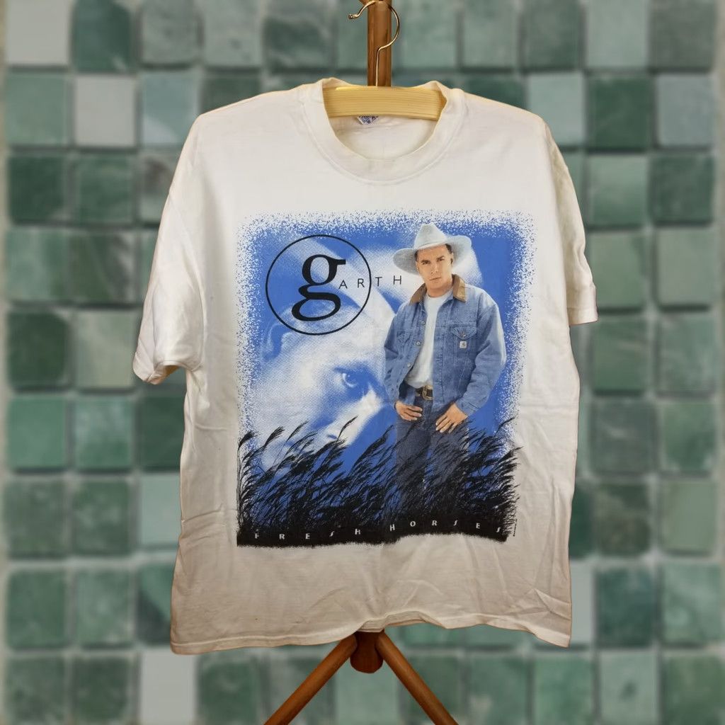 Brooks VINTAGE GARTH BROOKS COUNTRY MUSIC WORLD TOUR T-SHIRT XLARGE Shirt Men White 1998 Retro Rock Band T-Shirt XS Size US XL / EU 56 / 4 - 1 Thumbnail