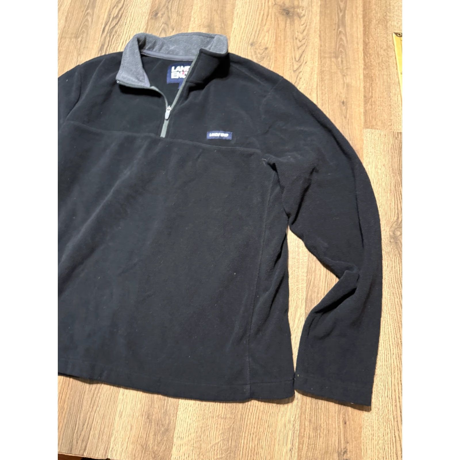 Lands' End Lands' End Sweater Mens Size Large Tall Gray Black Quarter Zip Pullover Modern Knit Mock Neck Cardigan Style Jumper Pullover Casual Mens Size US L / EU 52-54 / 3 - 4 Thumbnail