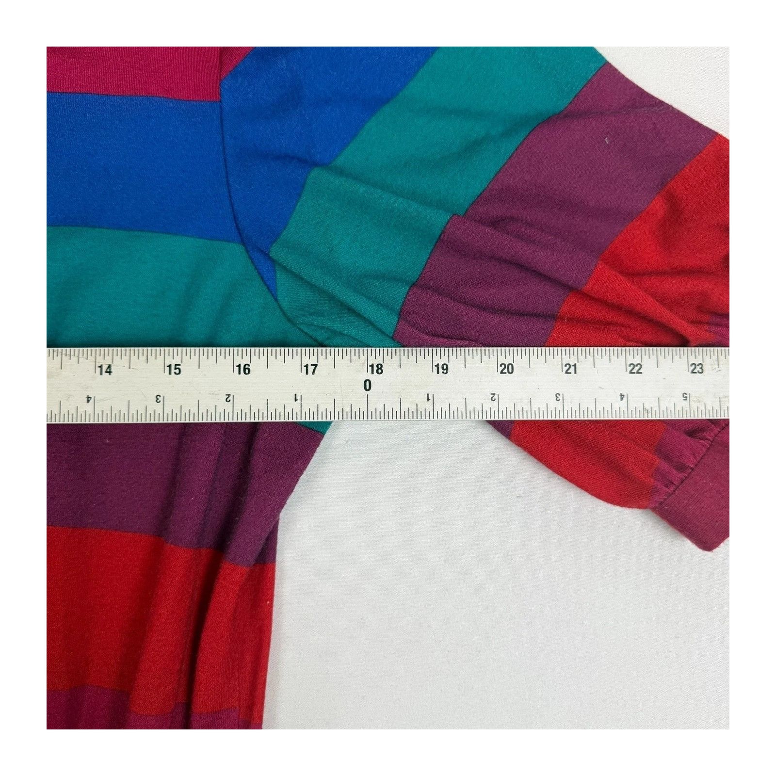 Sara Lanzi Lanz Vintage 80s Rainbow Stripe Dress Puff Sleeve Retro Midi Size XXS / US 00 / IT 34 - 4 Thumbnail