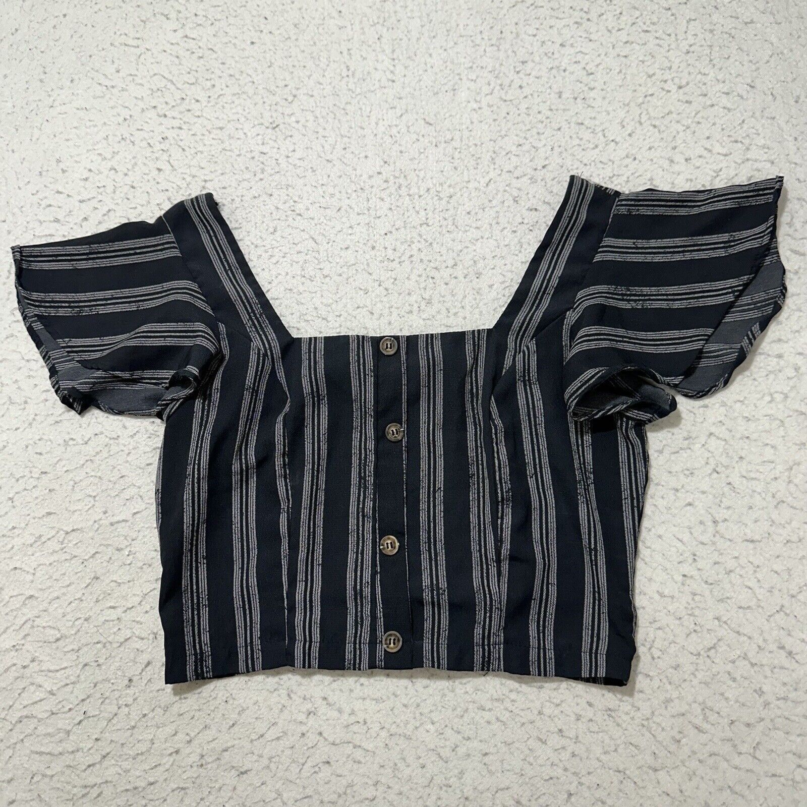 Other Sienna Sky Small Blue White Stripe Button Front Crop Top Size S / US 4 / IT 40 - 1 Thumbnail