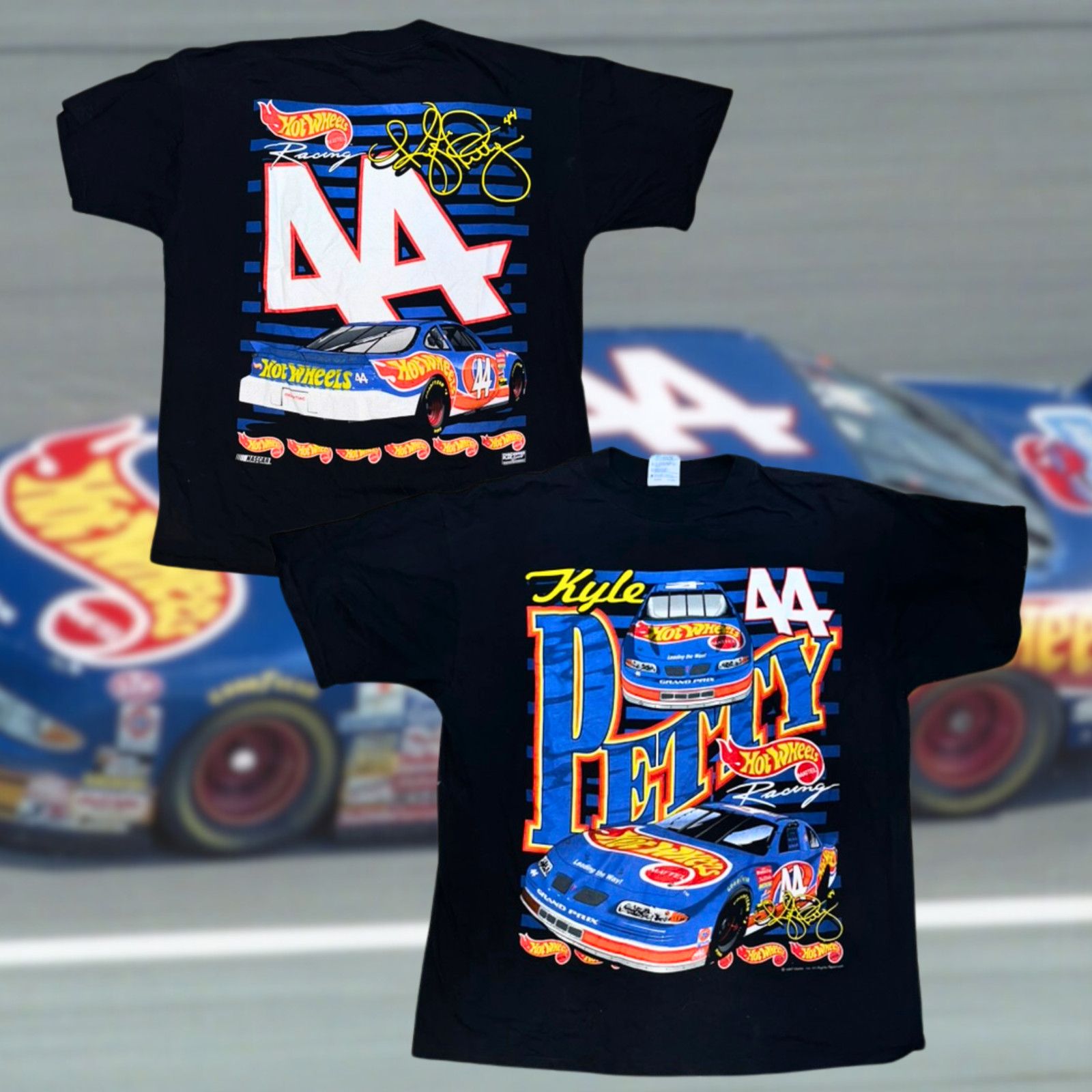 Kyle Petty 1997 Hot Wheels Mattel Racing AOP T-Shirt Sz. XL