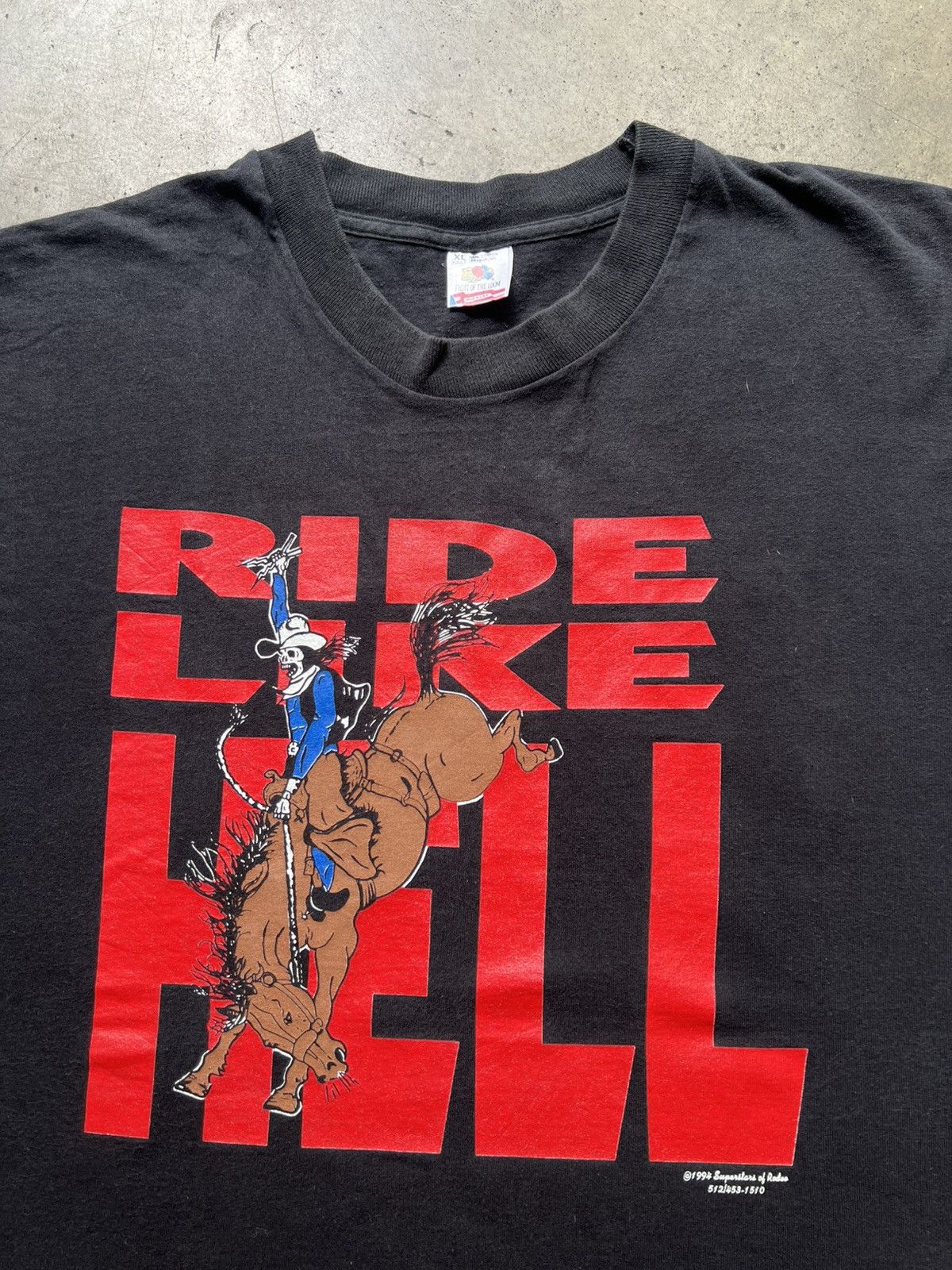 Vintage ‘90s Rodeo Ride Like Hell Go To Heaven Vintage Tee Shirt Size US XL / EU 56 / 4 - 3 Thumbnail