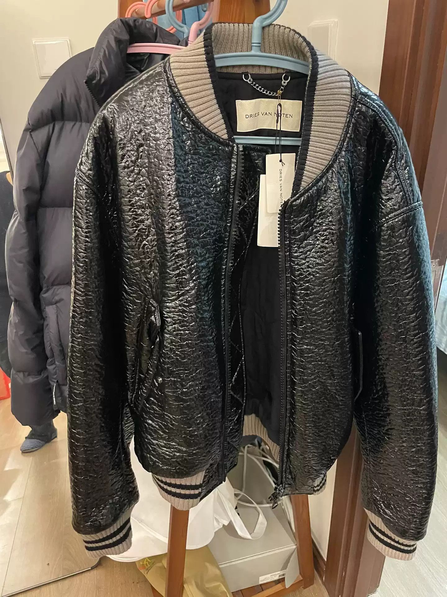 Dries Van Noten DRIES VAN NOTEN wax leather zipper baseball jacket Size US L / EU 52-54 / 3 - 1 Thumbnail