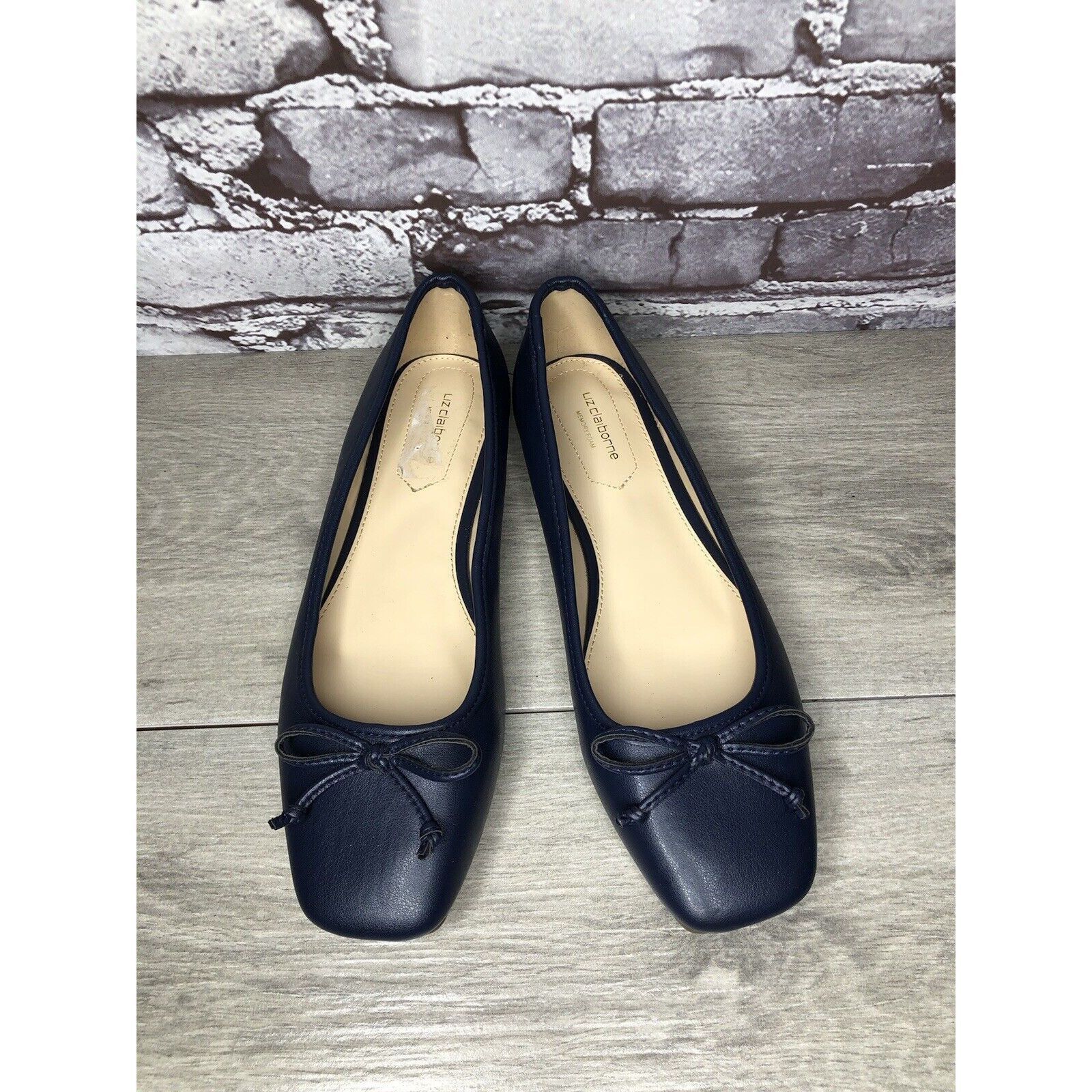 Liz Claiborne Liz Claiborne Memory Foam Navy Blue Leather Ballet Flats Wom Size US 8.5 / IT 38.5 - 15 Thumbnail