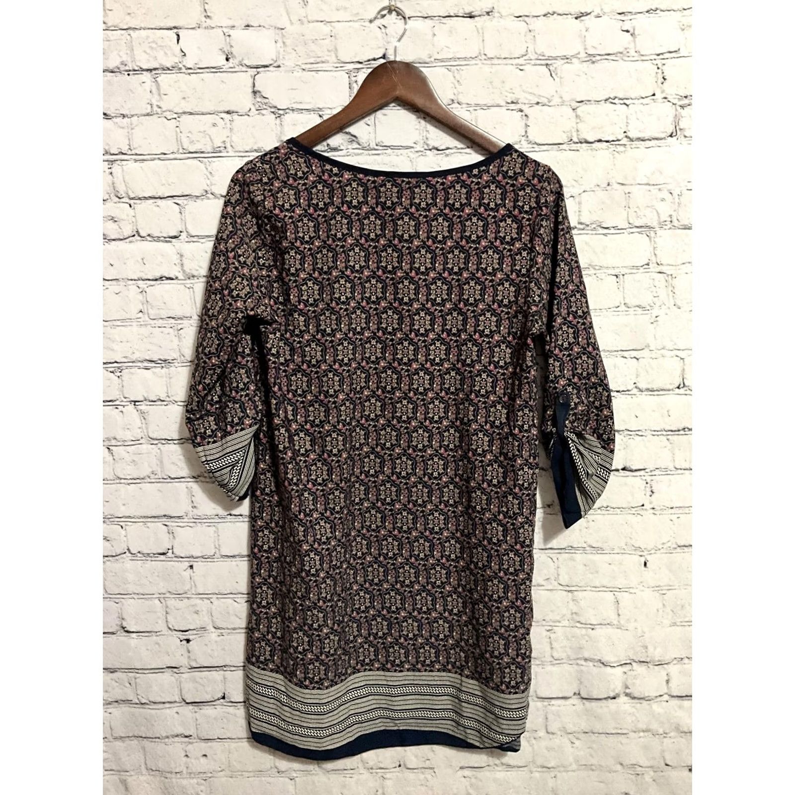 Vintage RUE21 Patterned Casual Blouse XL Women Blue 100% Cotton Floral 3/4 Sleeve Pullover Regular Fit Vintage No Size XL / US 12-14 / IT 48-50 - 3 Thumbnail