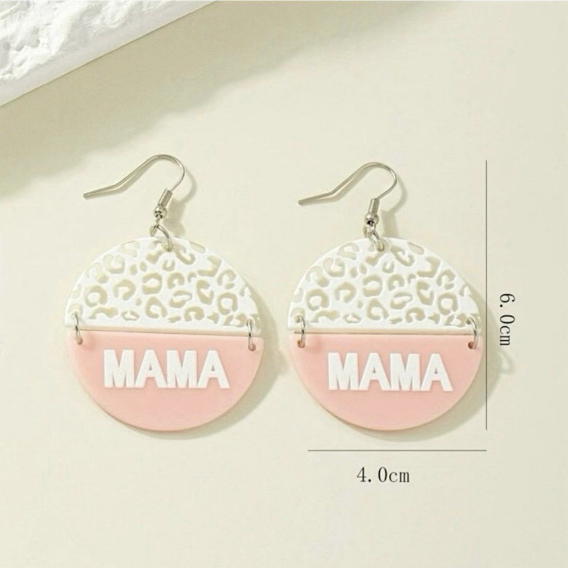 Other New Pink White Leopard Cheetah Mama Cute Round Drop Earrings Size ONE SIZE - 2 Thumbnail