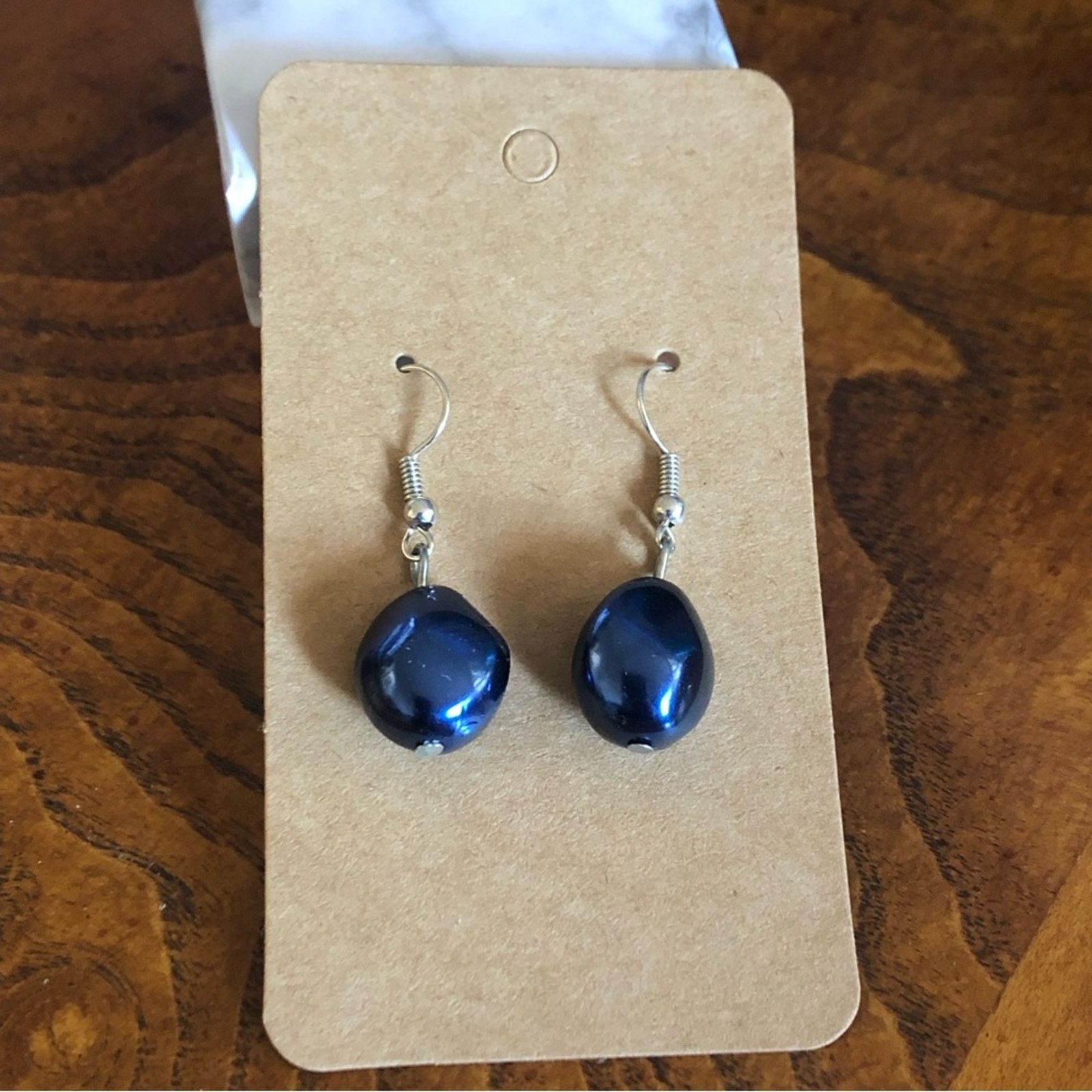 Jewelry Peacock blue simulated pearl necklace and earring set Size ONE SIZE - 2 Thumbnail