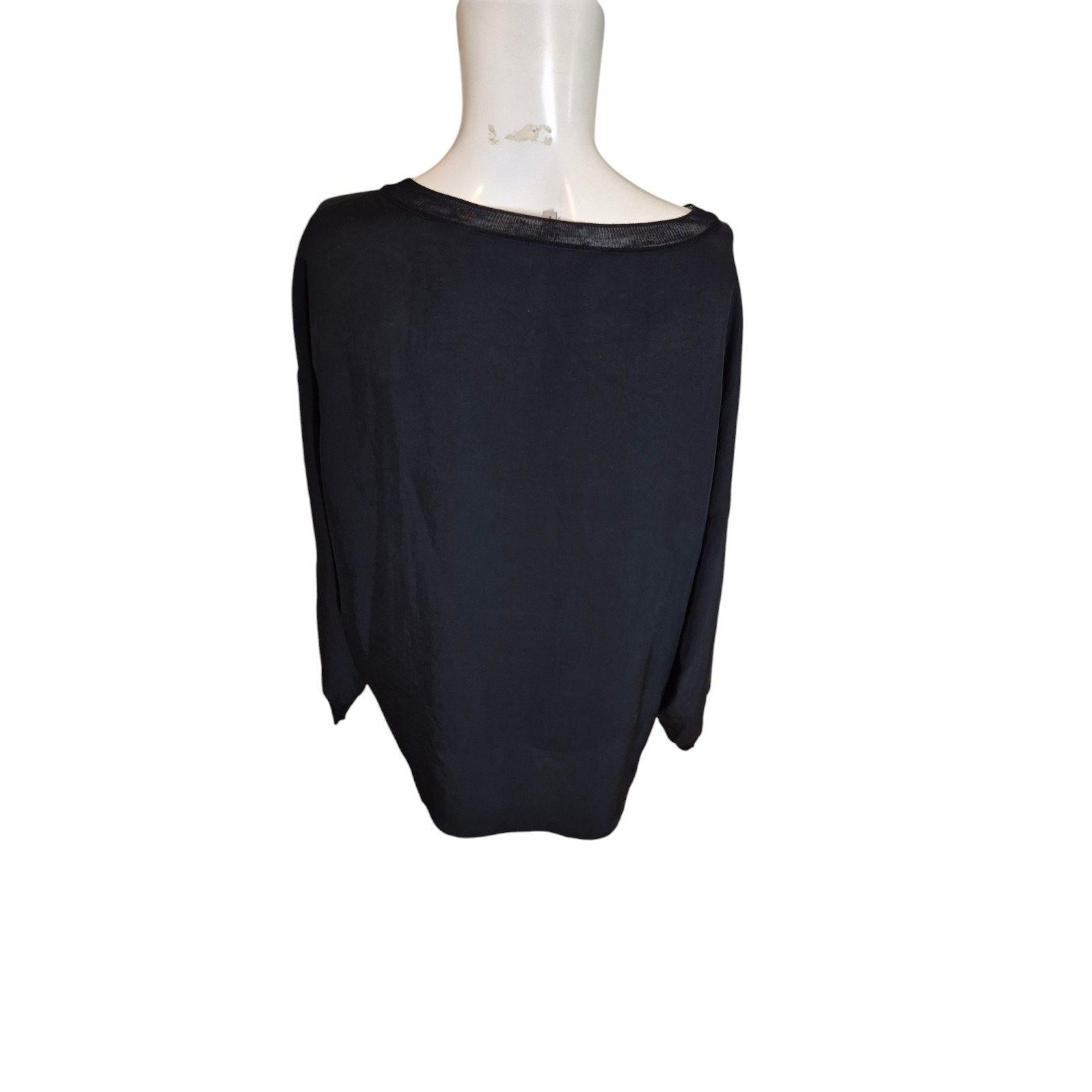 Vince Vince Rib Trim Boat Neck Long Sleeve Top Japanese Fabric Bla Size M / US 6-8 / IT 42-44 - 9 Thumbnail