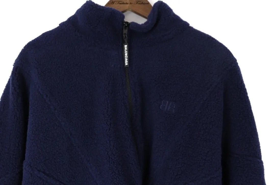 Balenciaga Balenciaga Navy Sherpa 1/2-Zip Jacket Size US L / EU 52-54 / 3 - 2 Thumbnail