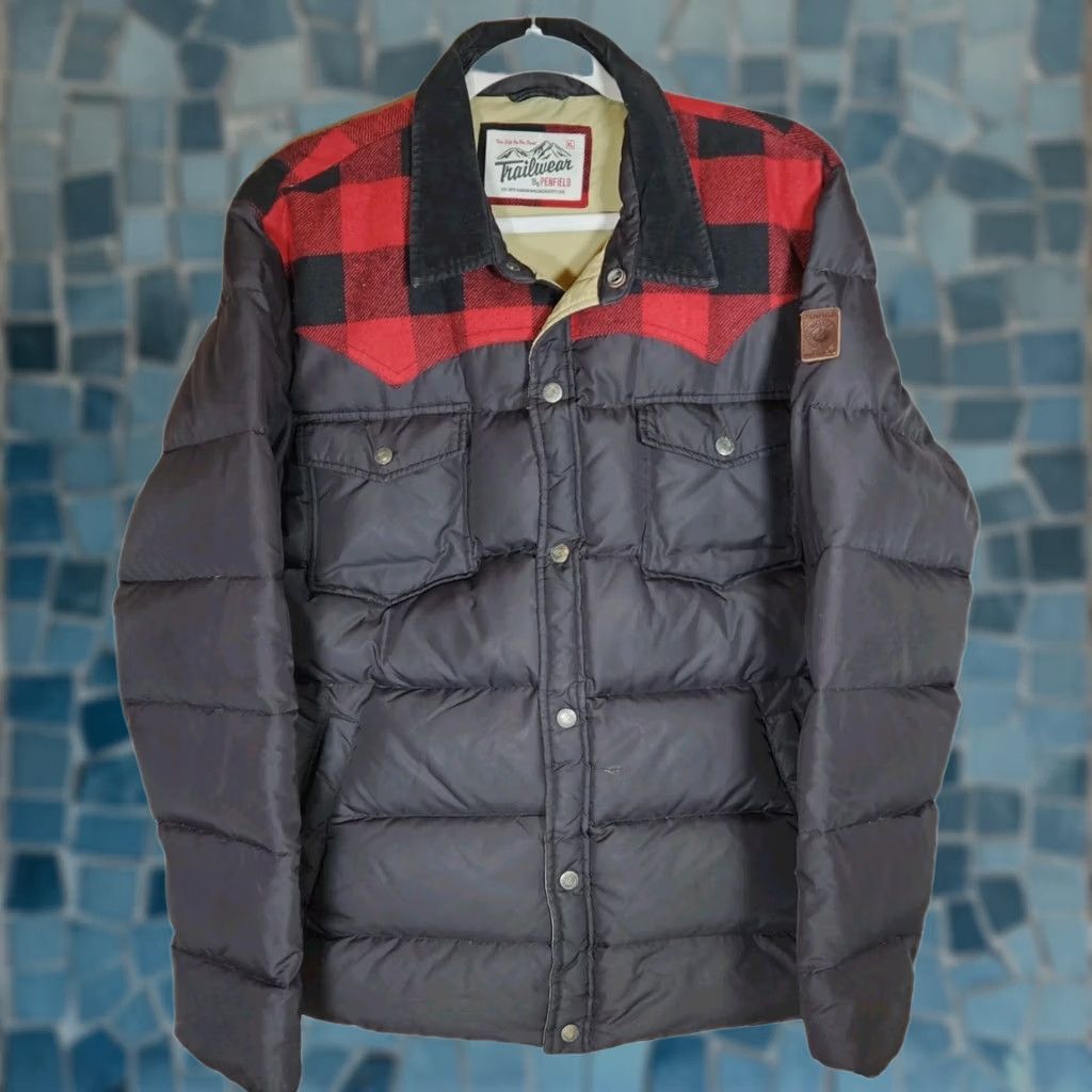 Penfield VINTAGE Penfield Rockford Buffalo Check Yoke Down Puffer Jacket Black Red Men's XL Jacket Size US XL / EU 56 / 4 - 1 Thumbnail