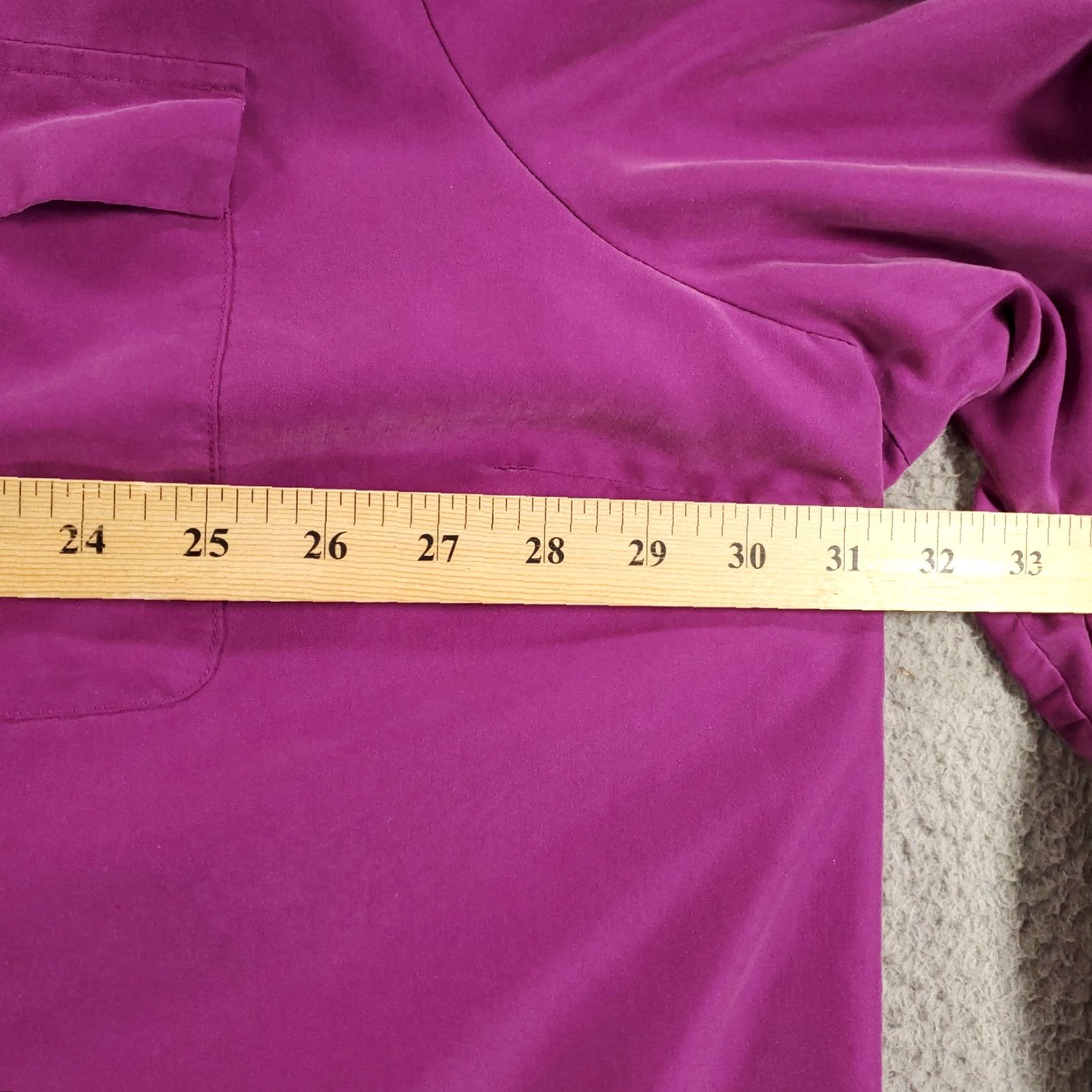 Vintage Catherines Shirt 5X Purple Roll Tab Sleeve Collared Button Solid Modal Polyester Blend Pockets All Seasons Size XXL / US 16-18 / IT 52-54 - 2 Thumbnail