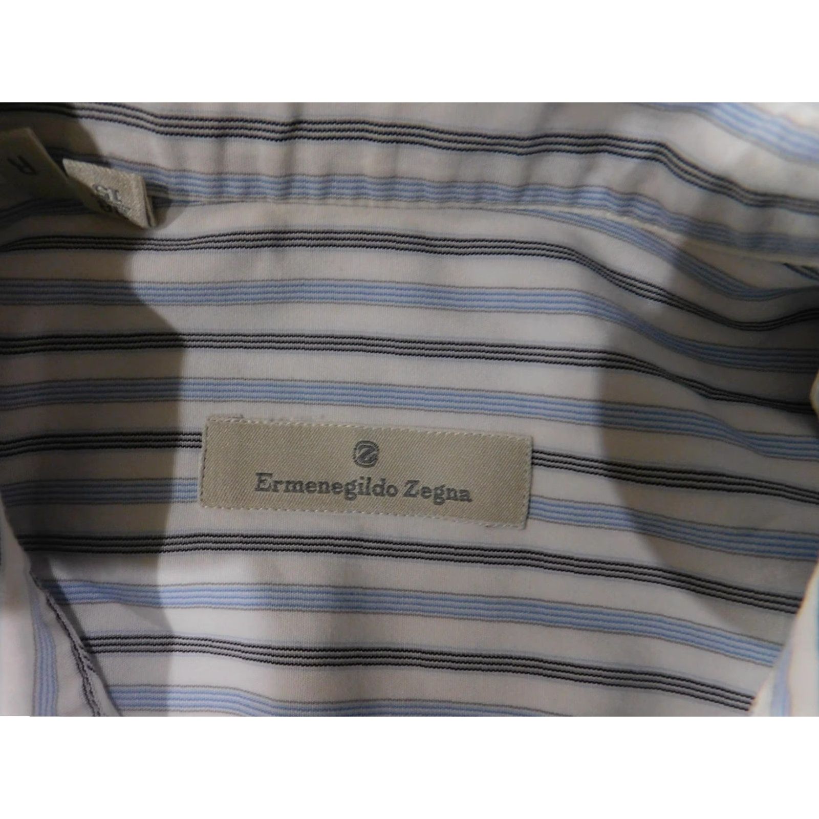 Ermenegildo Zegna Ermenegildo Zegna Shirt Mens 15 Dress Shirt White Blue Striped Long Sleeve Button Down Size US M / EU 48-50 / 2 - 7 Thumbnail