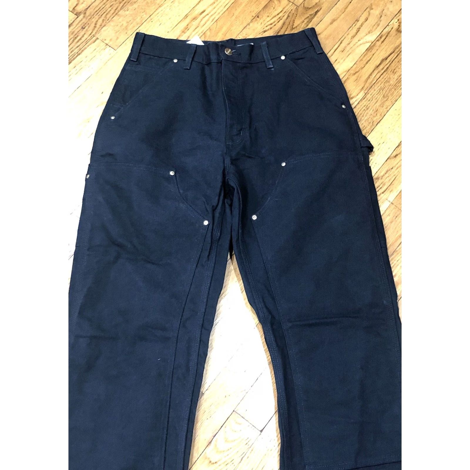 Carhartt VINTAGE Carhartt Carpenter Pants Black 31 x 34 Loose Original Fit 90s Workwear Denim Canvas Straight Leg USA 7 Pocket Double Knee Size US 31 - 3 Thumbnail