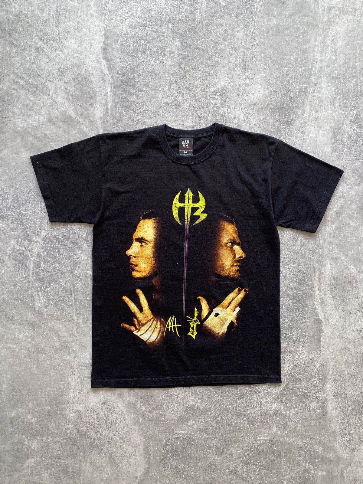 image of Vintage Wwf Wwe Wrestling Hardy Boyz T- Shirt in Black, Men's (Size Medium)