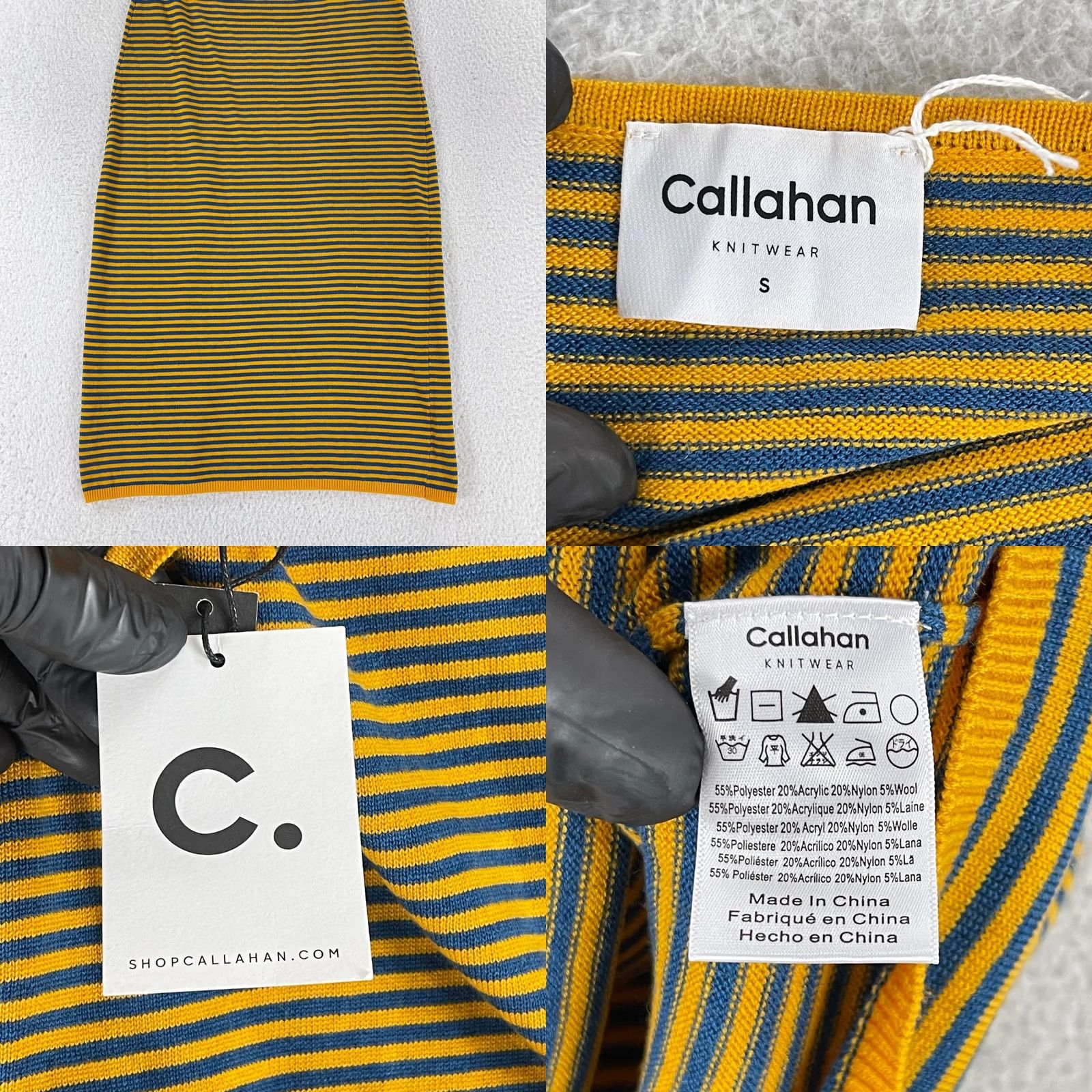 Vintage Callahan Nicky Halter Dress Womens Small Yellow Blue Stripe Knit Casual Pullover Dress Size S / US 4 / IT 40 - 8 Thumbnail
