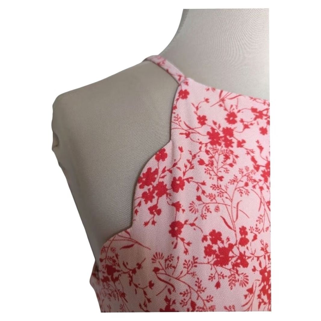 Vintage Meraki Halter Top Pink Floral Scalloped Peplum Tie Front Women L Reg. Casual, Party, Cocktail Dresses & Tops Women Size L / US 10 / IT 46 - 5 Thumbnail