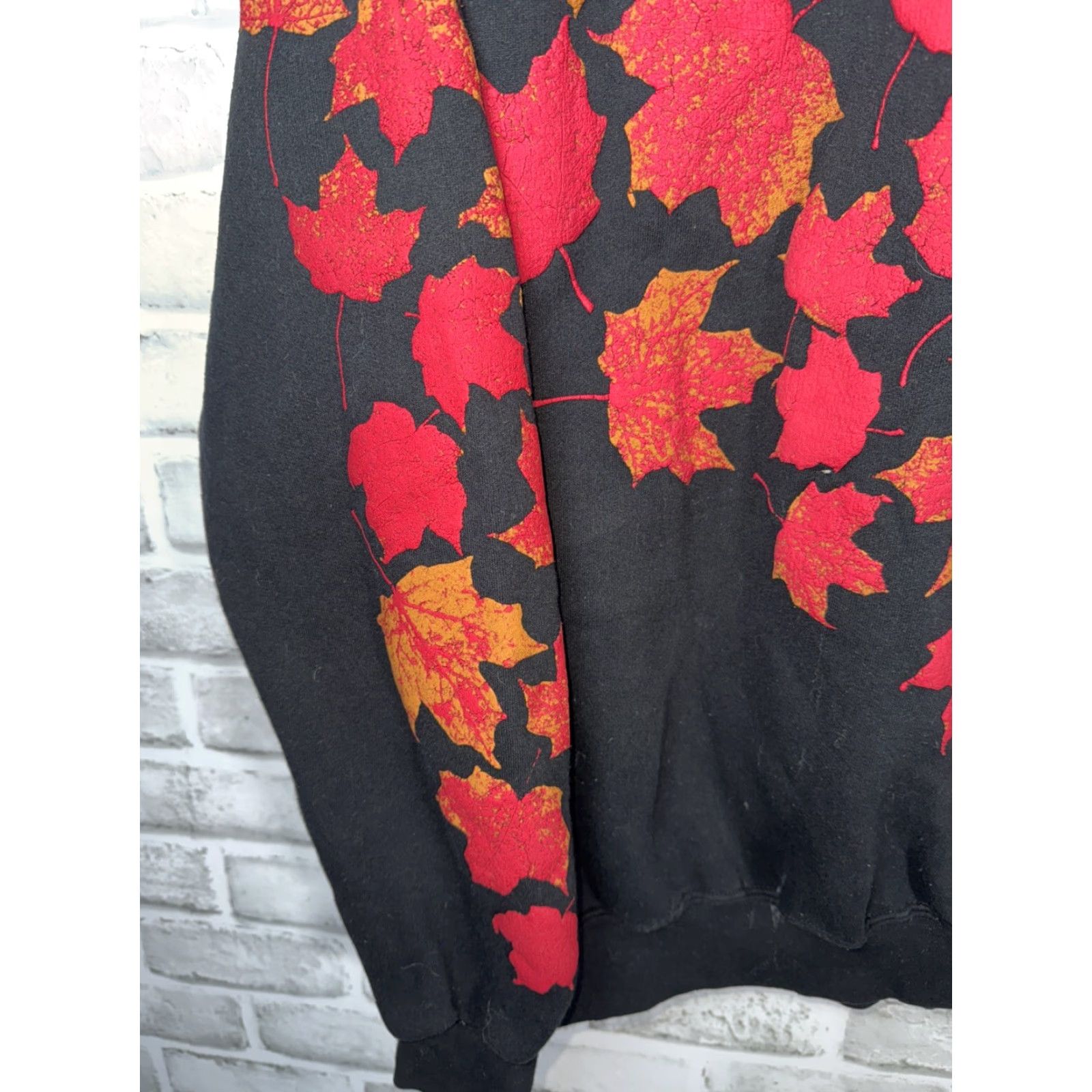 Vintage VTG ART UNLIMITED Sweatshirt Unisex M USA Fall Leaf Print Black Men Womens Size US M / EU 48-50 / 2 - 5 Thumbnail