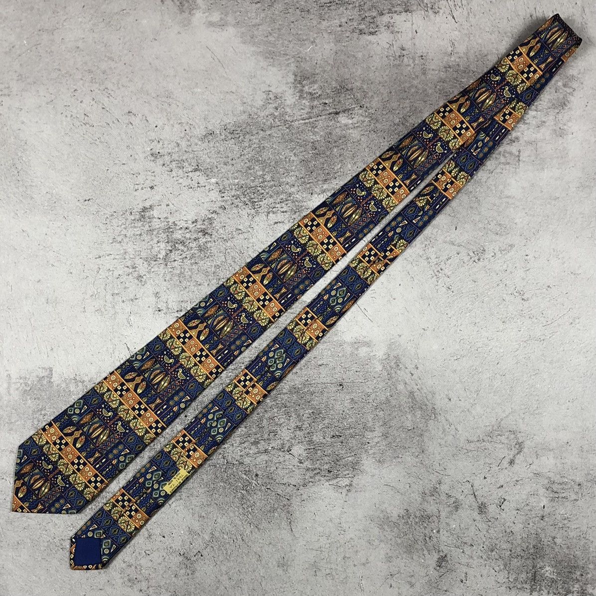 Hermes Hermes Paris Silk Tie Geometric Tribal Mosaic Bird Pattern Size ONE SIZE - 4 Thumbnail