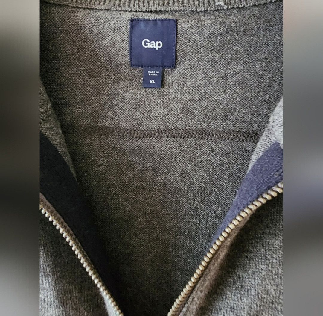 Gap Gap Men's Gray Blue Trim Collared LS Zip Up Sweater XL Size US XL / EU 56 / 4 - 2 Thumbnail