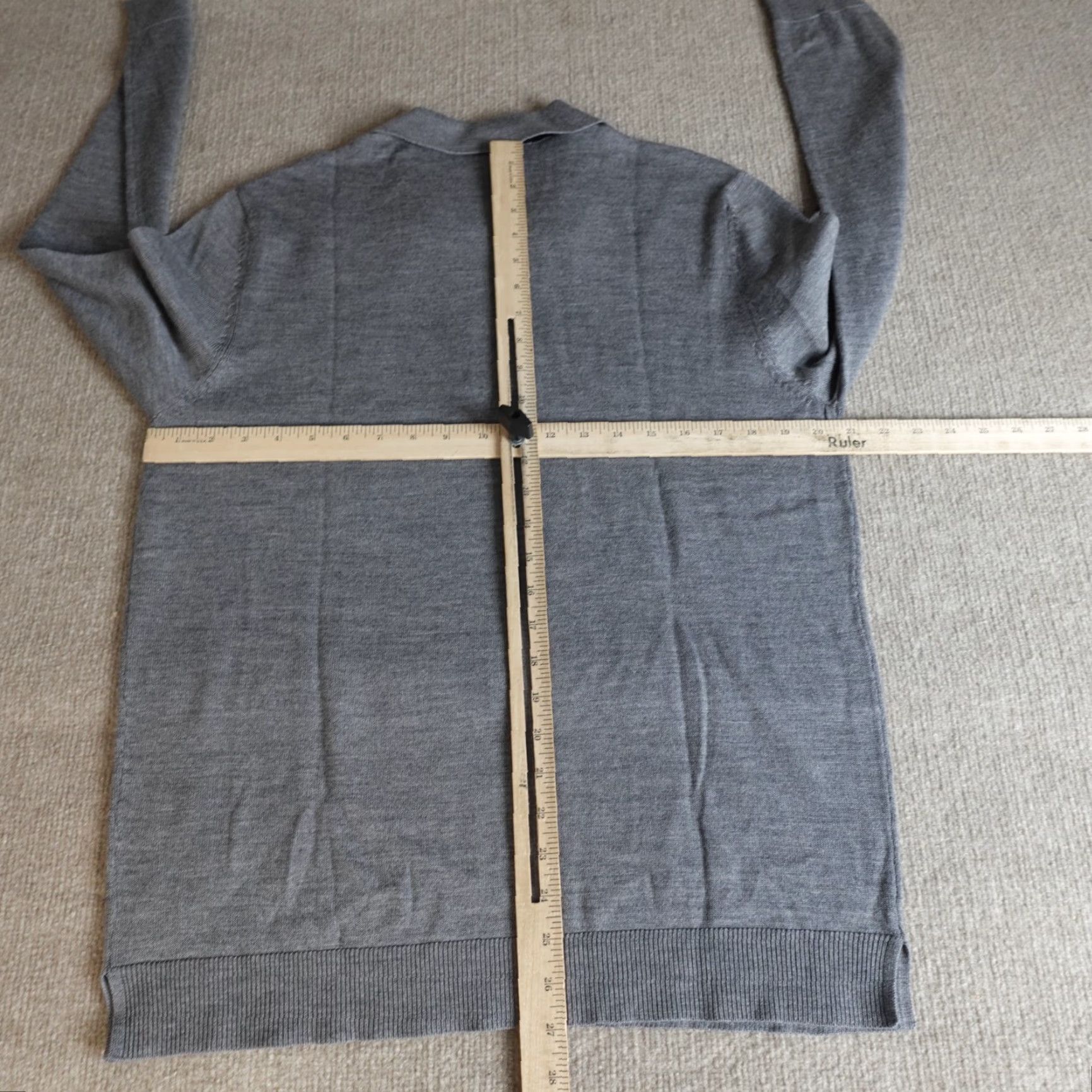 Express Express Mens Sweater Large Gray Striped 100% Merino Wool Cardigan Knit Wool Crew Neck Casual Winter Fall Spring Dept Men Size L Regular Heather gray Size US L / EU 52-54 / 3 - 3 Thumbnail