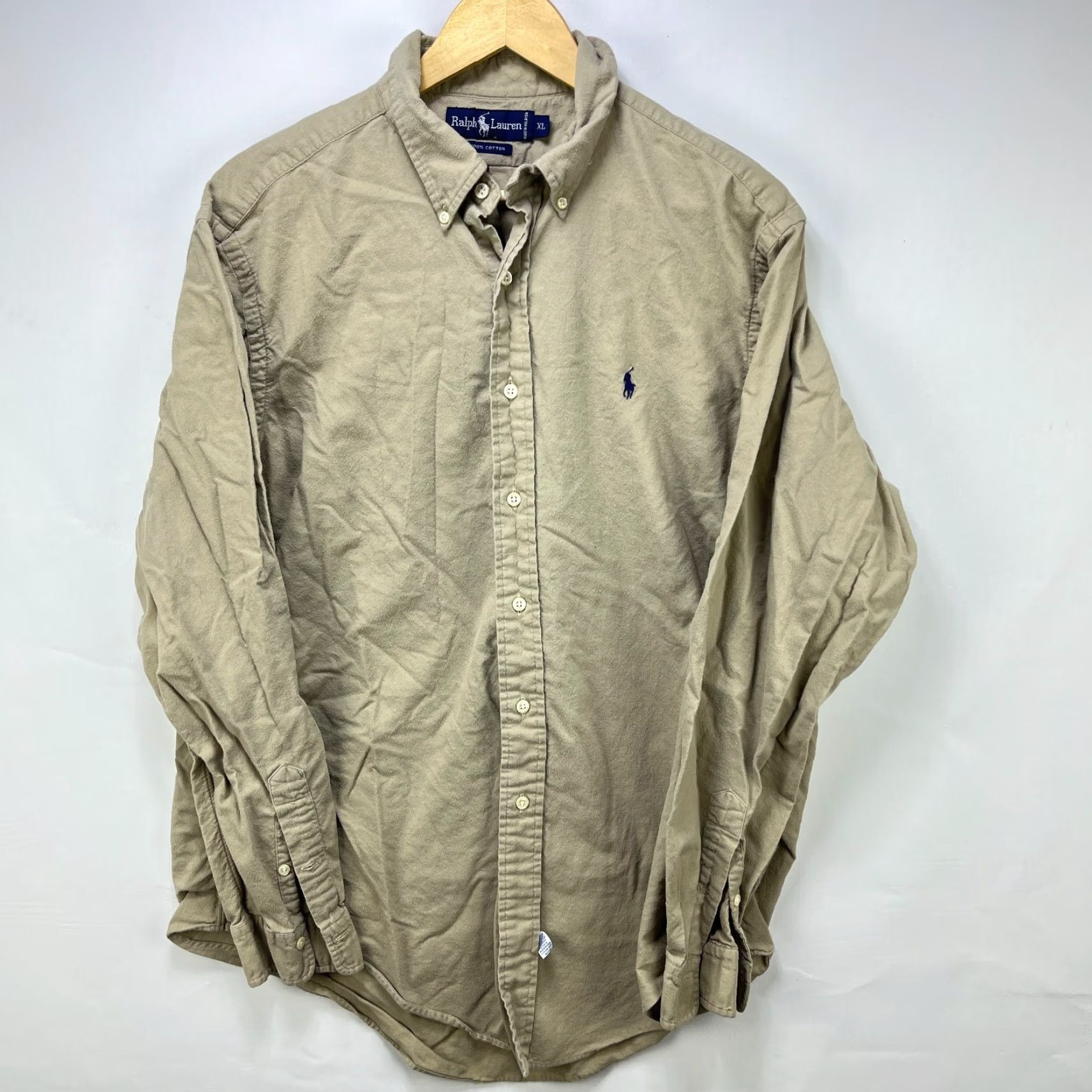 Polo Ralph Lauren VINTAGE Polo Ralph Lauren Button-Up Long Sleeve Shirt Beige XL 90s Corduroy Mens Pony Blake Size US XL / EU 56 / 4 - 2 Thumbnail