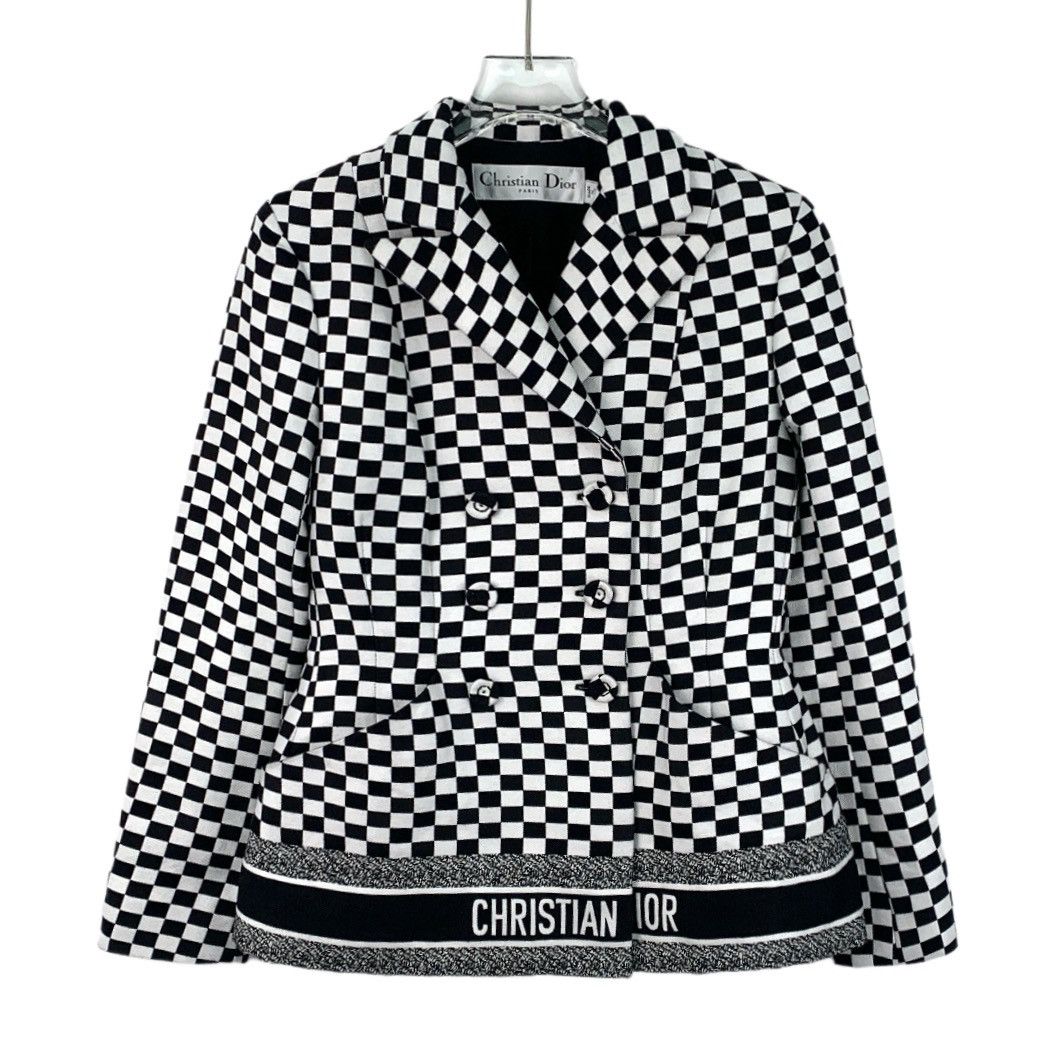 Dior Dior Colorblock Check Cotton Lapel Double Breasted Blazer Size XXS / US 00 / IT 34 - 1 Thumbnail