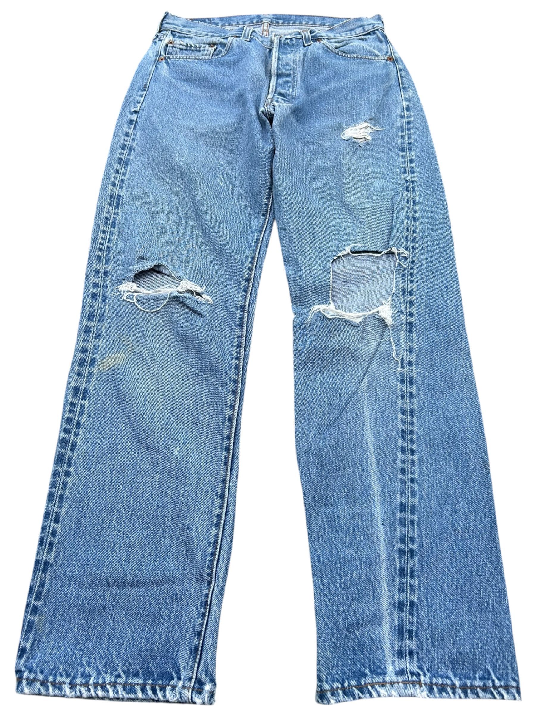 Levi's × Vintage Vintage Levis 501 Rindem Selvedge Distressed Denim Jeans Size US 29 - 1 Thumbnail