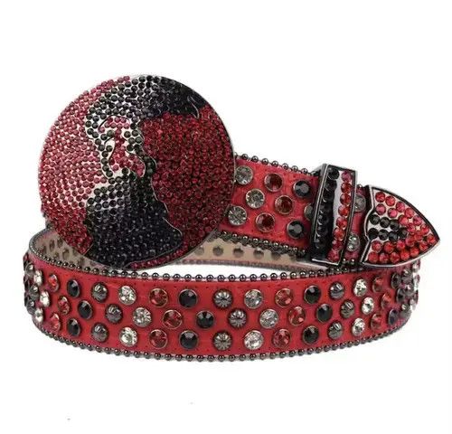 Designer × Homemade Belts Rhinestone Studded Belt Size 32 - 3 Thumbnail
