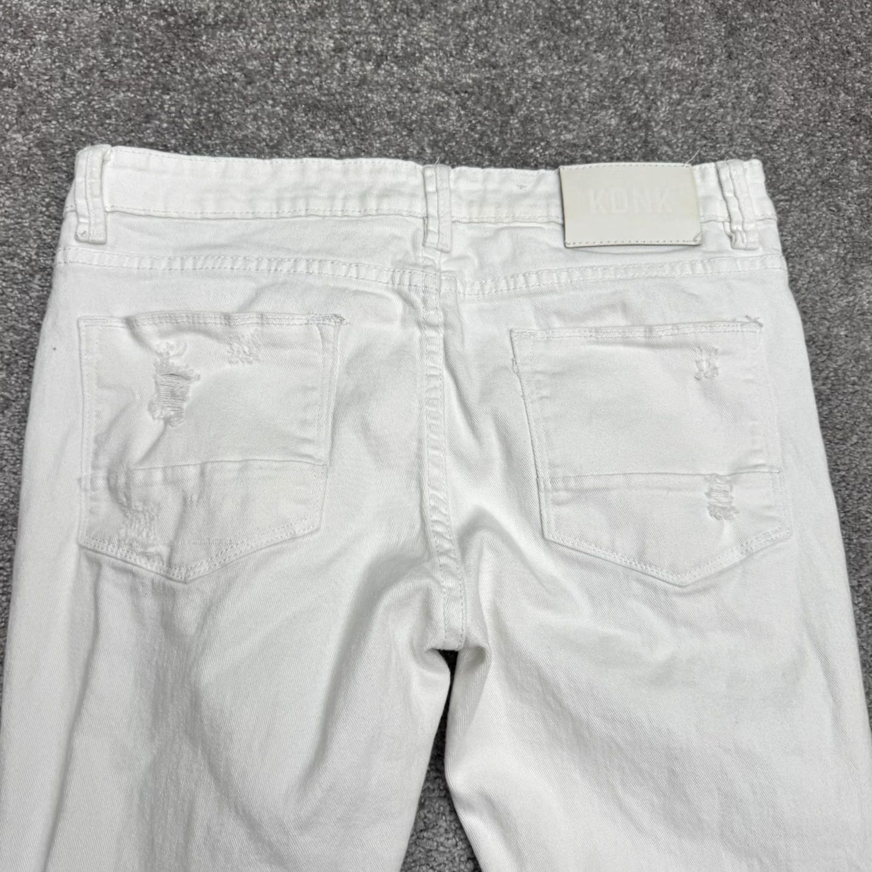 Denime KDNK Jeans Men 32 White Distressed Slim Fit Skinny Denim Cotton Ankle Zip Casual Size US 32 / EU 48 - 5 Thumbnail