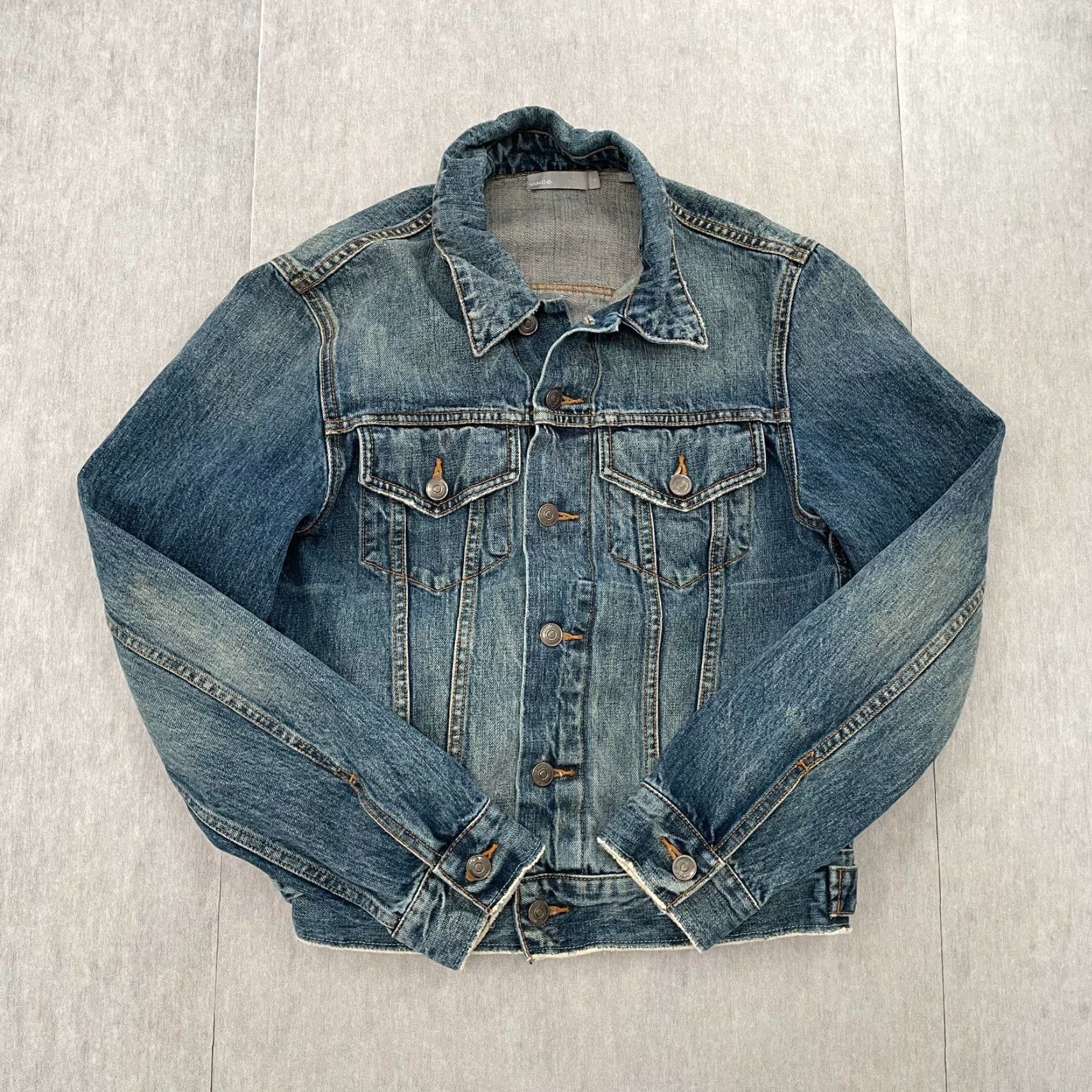 Vince Vince Womens Jacket Denim Blue Medium Regular Short Sleeve Long Sleeve Button Front Collared Pockets Classic Basic Jacket Mens Womens Size 32" / US 10 / IT 46 - 3 Thumbnail