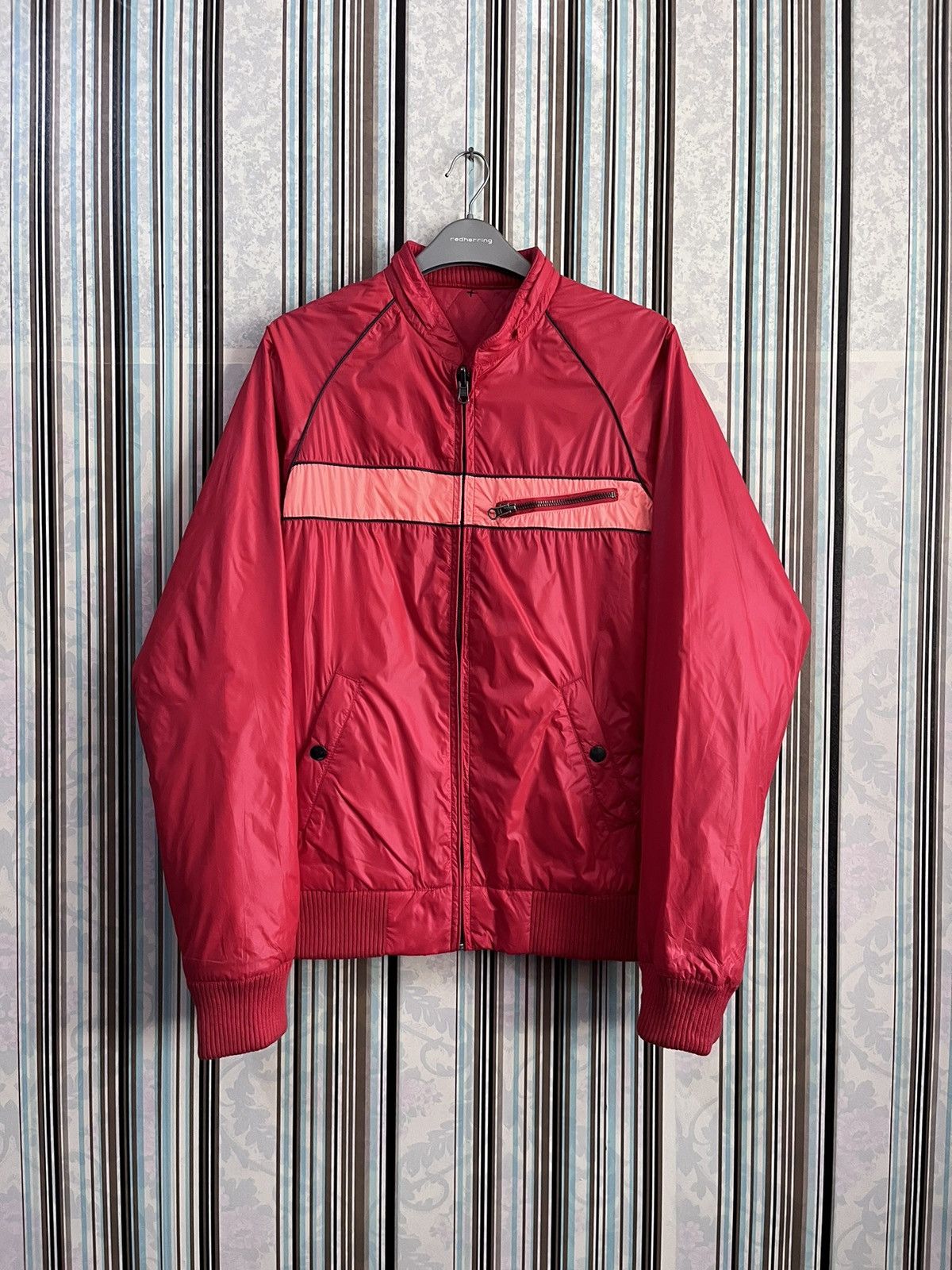image of French Connection Quilted Reversible Striped Two Tone A2 in Red, Men's (Size Small)
