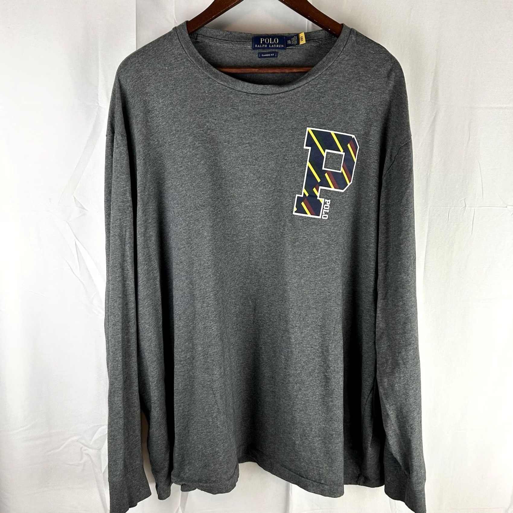Polo Ralph Lauren Polo Ralph Lauren Shirt Mens 2XL Gray Big Varsity Long Sleeve Crewneck Size US XXL / EU 58 / 5 - 2 Thumbnail
