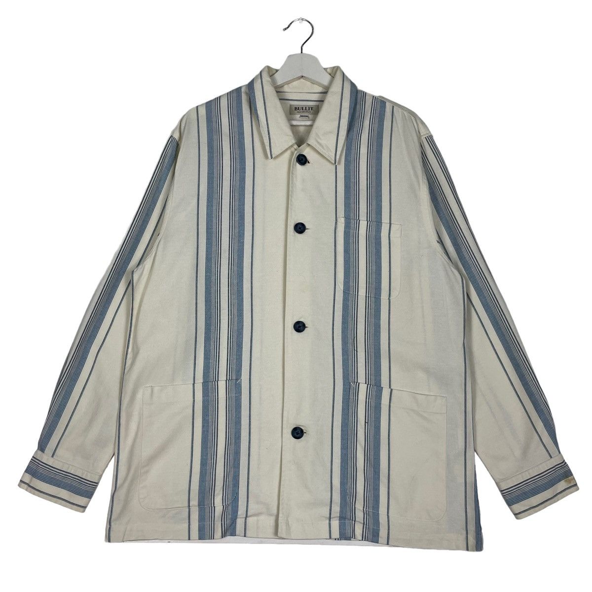 Issey Miyake × Japanese Brand × Vintage 💥80s BULLIT JAPAN BUTTON STRIPE CHORE JACKET Size US M / EU 48-50 / 2 - 1 Thumbnail