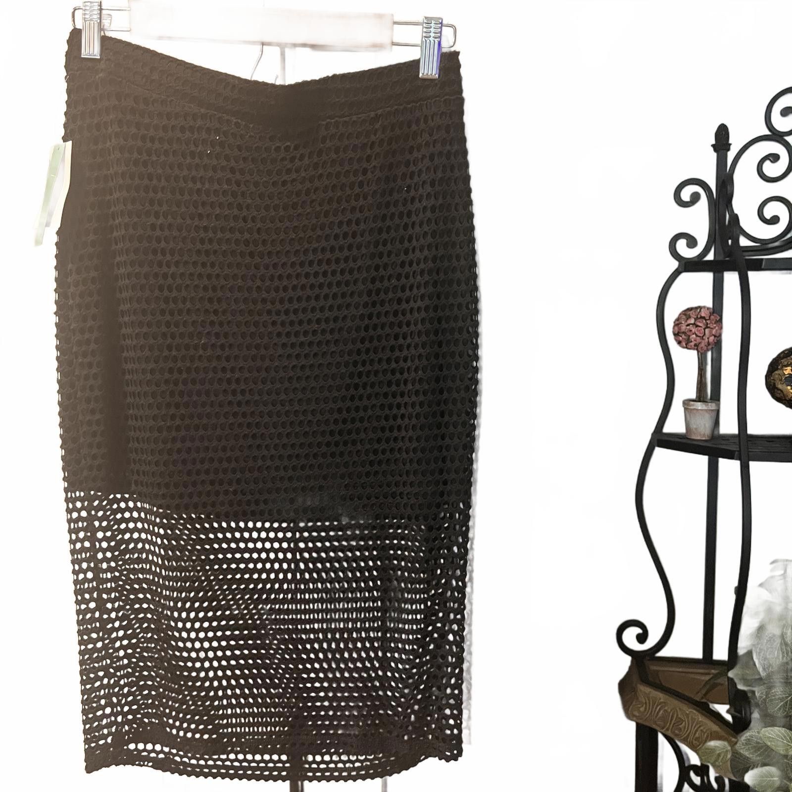 What Goes Around Comes Around NWT ABOUND Black Mesh Pencil Skirt Size 32" / US 10 / IT 46 - 1 Thumbnail
