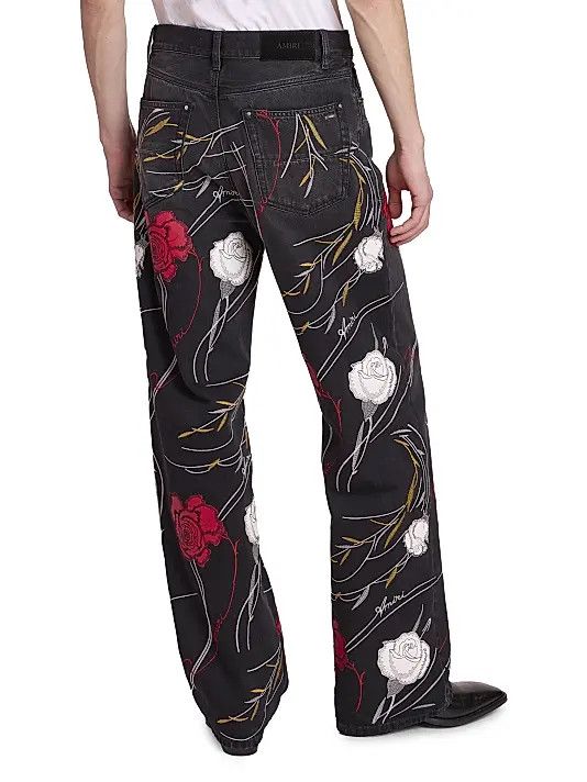 Amiri os11x1225 Floral Relaxed Carpenter Jeans in Multicolor Size US 34 / EU 50 - 5 Thumbnail