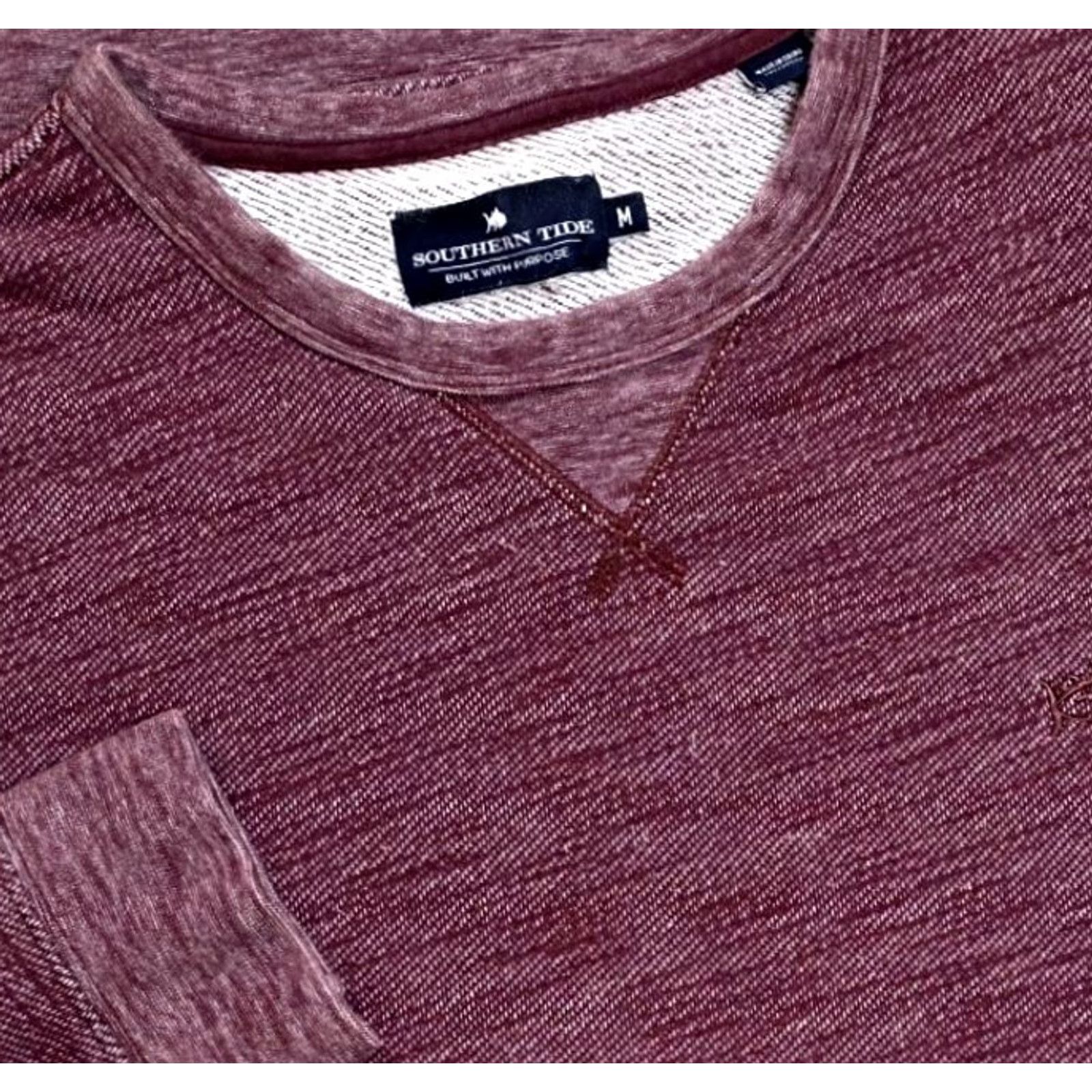 Southern Tide Southern Tide Sweatshirt Mens M Heather Maroon Crew Neck Pullover Knit Embroidered Skipjack Logo Casual All Seasons Regular Fit Shirt Clothing Size US M / EU 48-50 / 2 - 2 Thumbnail
