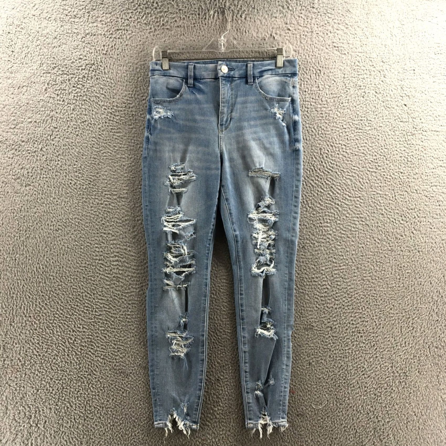 American Eagle Outfitters American Eagle Outfitters Skinny Jeans Womens 8 Blue Denim Mid Rise Distressed Zip Fly Size 30" / US 8 / IT 44 - 2 Thumbnail