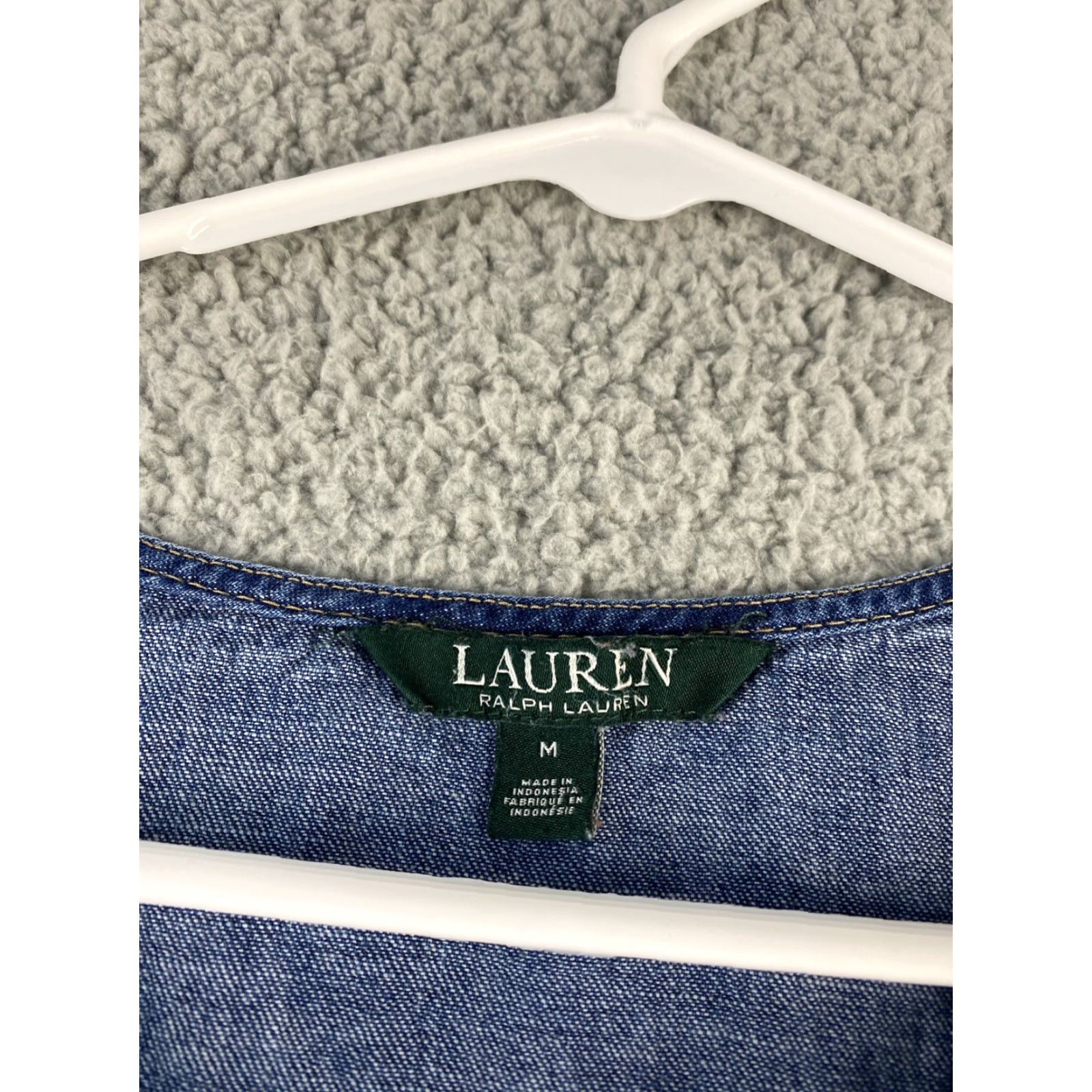 Ralph Lauren Lauren Ralph Lauren Women's Shift Dress M Denim Dark Wash Casual V-Neck 90s Style Size 32" / US 10 / IT 46 - 4 Thumbnail