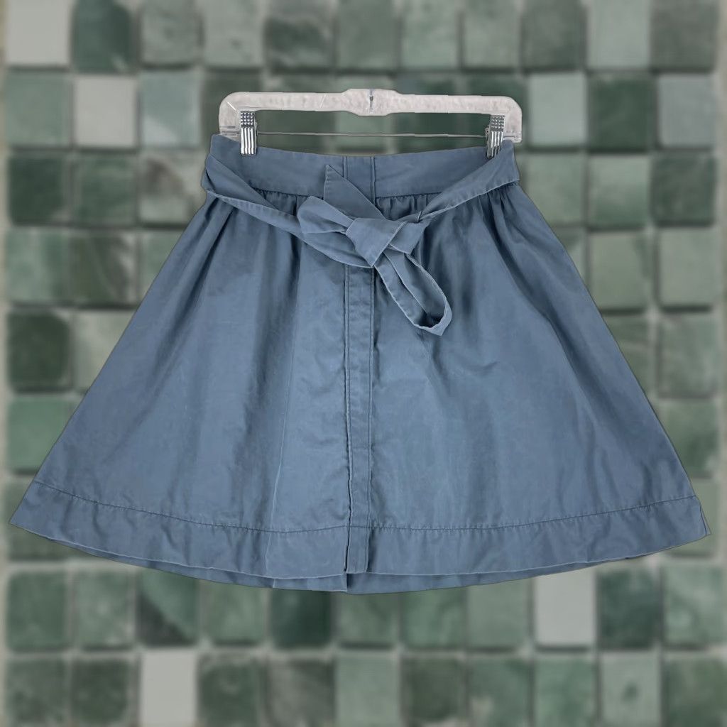 Loft LOFT Outlet Blue Lyocell A-Line Short Skirt Womens Tie Waist Pull On Size S Size 28" / US 6 / IT 42 - 1 Thumbnail