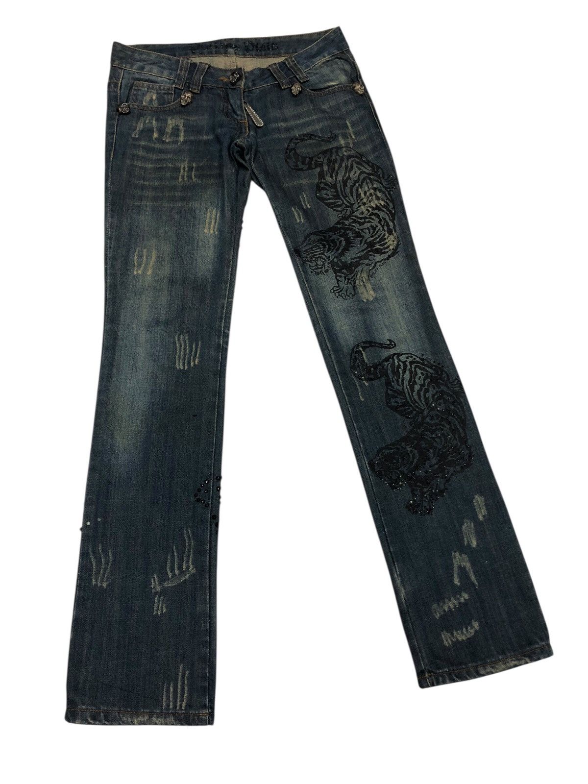 Philipp Plein RARE🔥OG PHILIPP PLEIN TIGER SKULL N CROSS EMBROIDERY JEANS Size 30" / US 8 / IT 44 - 3 Thumbnail