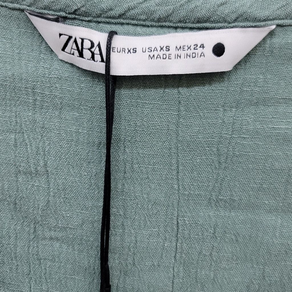 Zara NWT Zara 'Mumbai Jumpsuit' Sage Green Raw Hem Romper & Belt Size 25" / US 0 / IT 36 - 10 Thumbnail