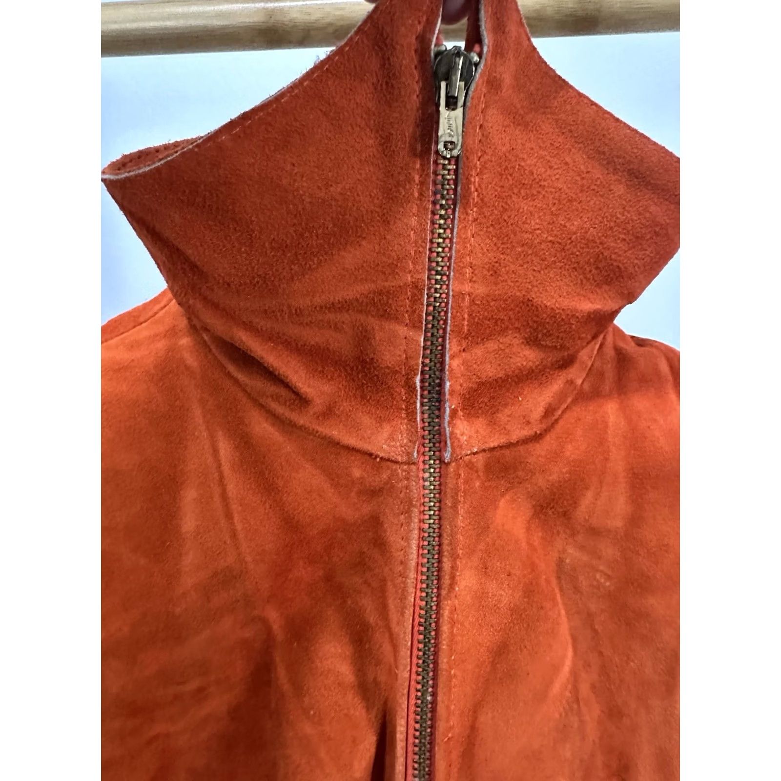 Vintage VTG 60s Burnt Orange Suede Leather Women's Cropped Jacket Size M Orange Basic Jacket Womens Size M / US 6-8 / IT 42-44 - 5 Thumbnail