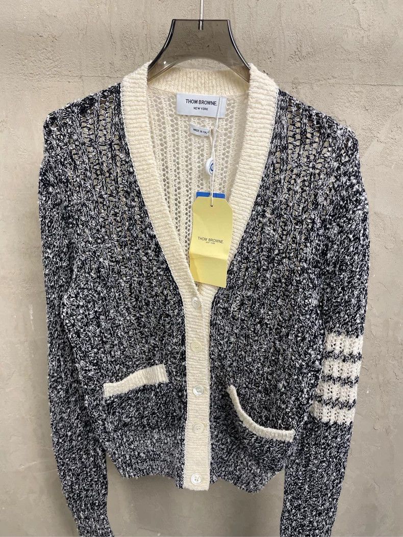 Thom Browne Thom browne Black and white color-blocked hollow knitted fo Size M / US 6-8 / IT 42-44 - 3 Thumbnail
