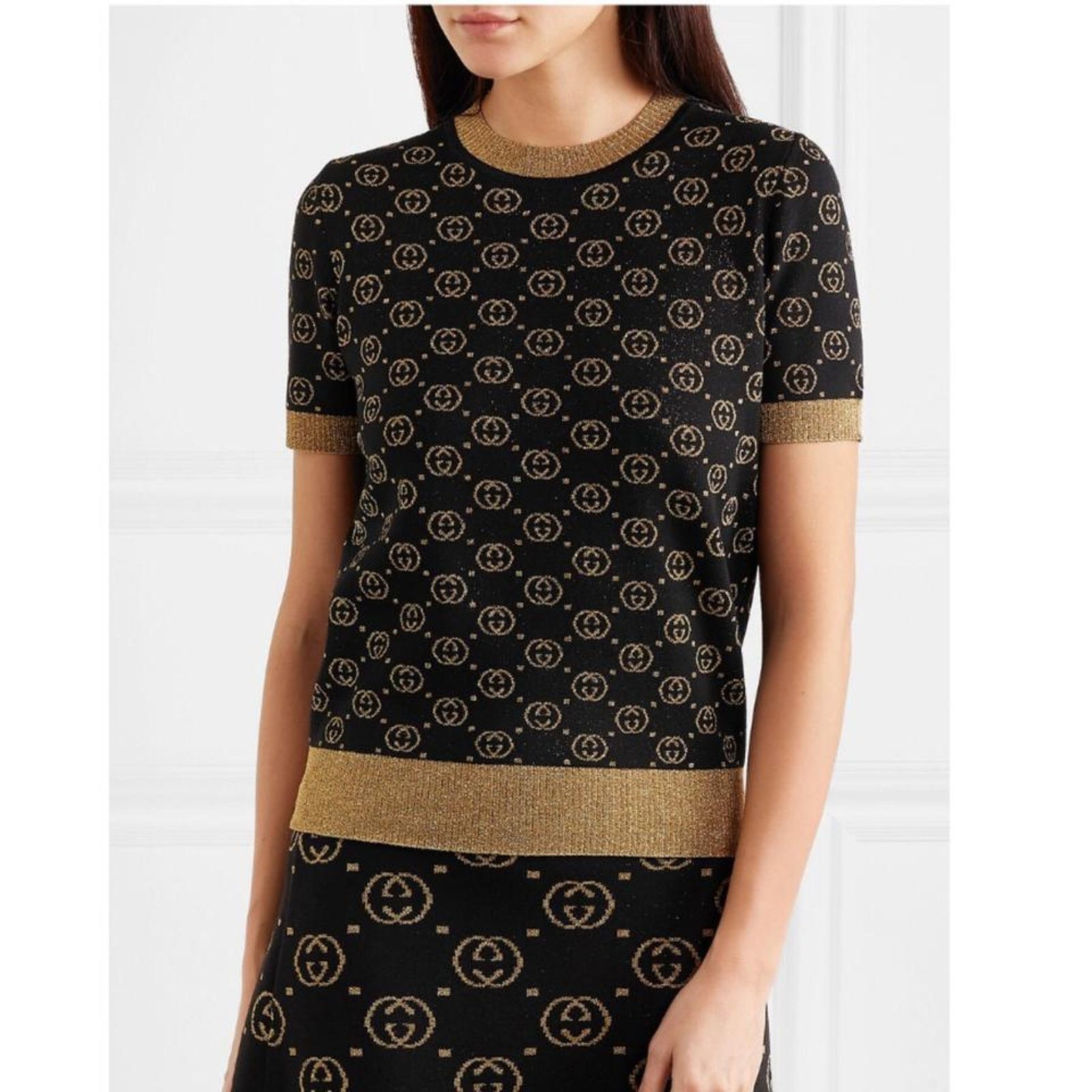 Gucci metallic GG logo jacquard sweater top Size XS / US 0-2 / IT 36-38 - 3 Thumbnail