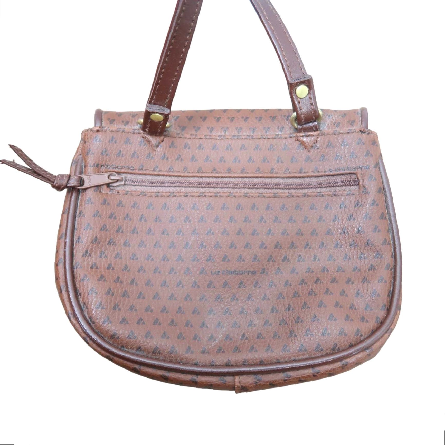 Liz Claiborne VINTAGE Liz Claiborne Crossbody Bag Womens Mini Brown Faux Leather Printed 90s 7" L 6" H 2.5" W Casual Size ONE SIZE - 4 Thumbnail